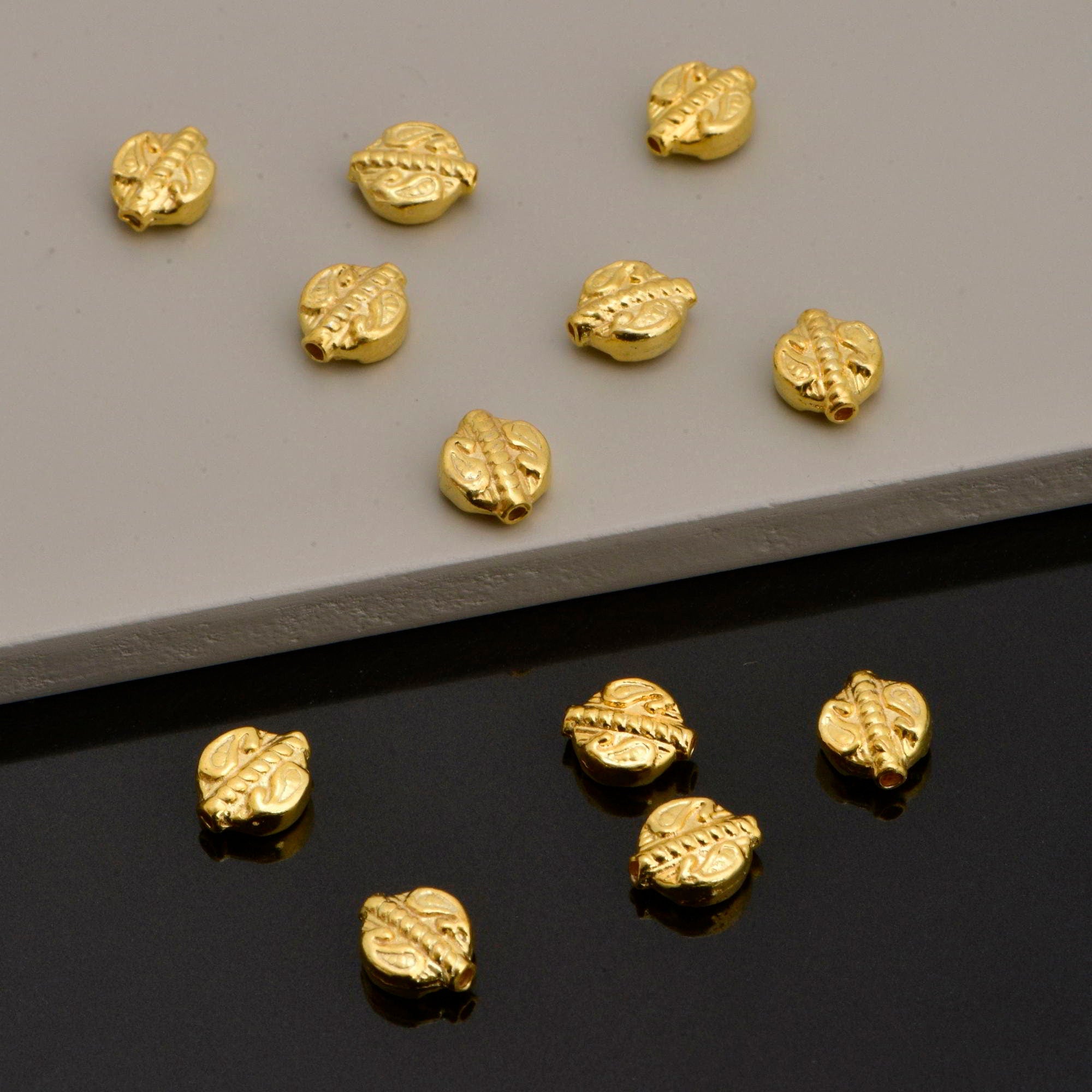 24K Gold Vermeil Turtle Spacer Beads, Handmade Silver Spacer Beads in 24K Gold, 925 Silver Spacer Beads, Jewelry Supplies, VM95