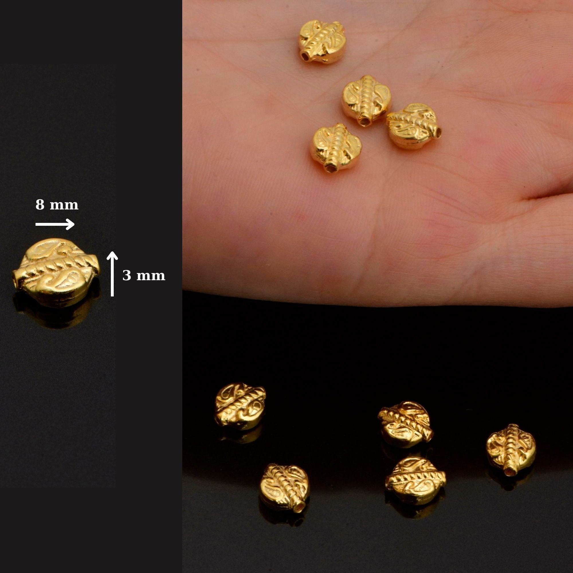 24K Gold Vermeil Turtle Spacer Beads, Handmade Silver Spacer Beads in 24K Gold, 925 Silver Spacer Beads, Jewelry Supplies, M/VM95
