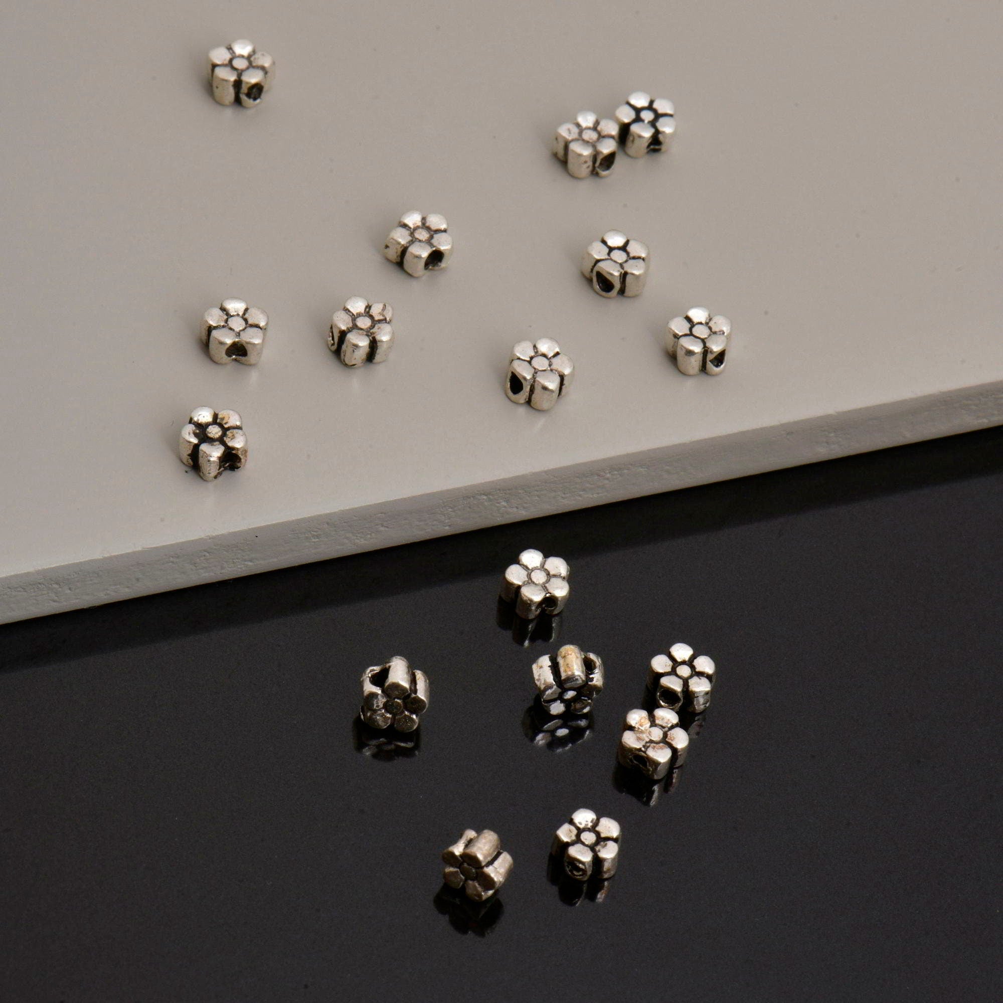 24K Gold Vermeil & 925 Silver Small Daisy Spacer Beads, Handmade Silver Spacer Beads in Gold, Spacer Beads, Jewelry Supplies, M/VM96