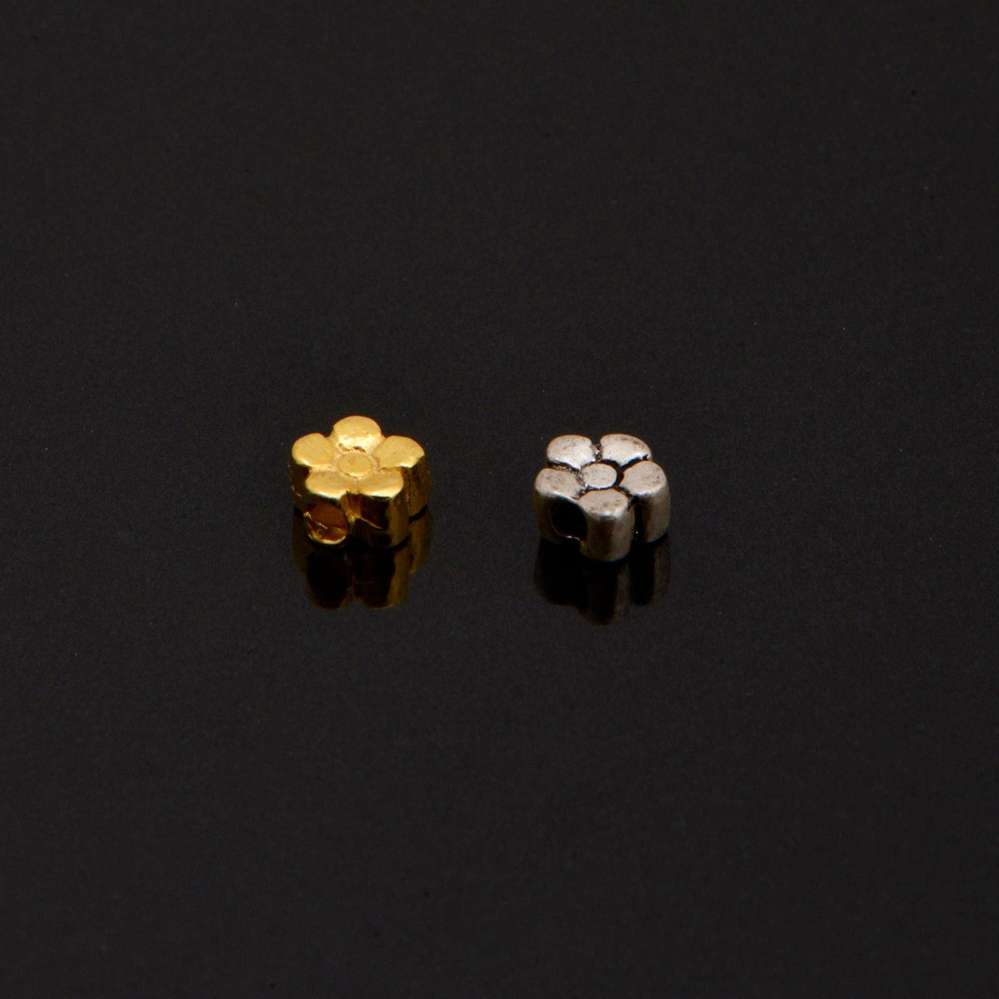 24K Gold Vermeil & 925 Silver Small Daisy Spacer Beads, Handmade Silver Spacer Beads in Gold, Spacer Beads, Jewelry Supplies, M/VM96