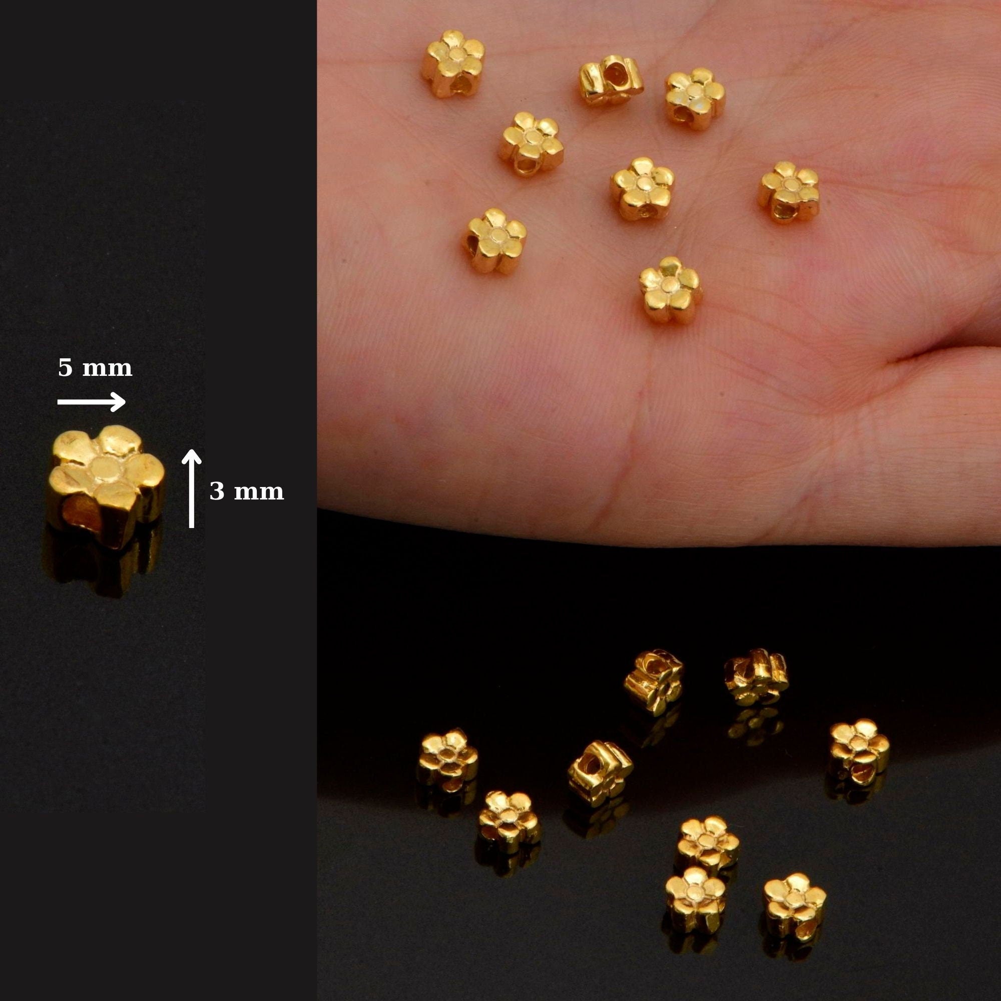 24K Gold Vermeil & 925 Silver Small Daisy Spacer Beads, Handmade Silver Spacer Beads in Gold, Spacer Beads, Jewelry Supplies, M/VM96