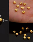 24K Gold Vermeil & 925 Silver Small Daisy Spacer Beads, Handmade Silver Spacer Beads in Gold, Spacer Beads, Jewelry Supplies, M/VM96