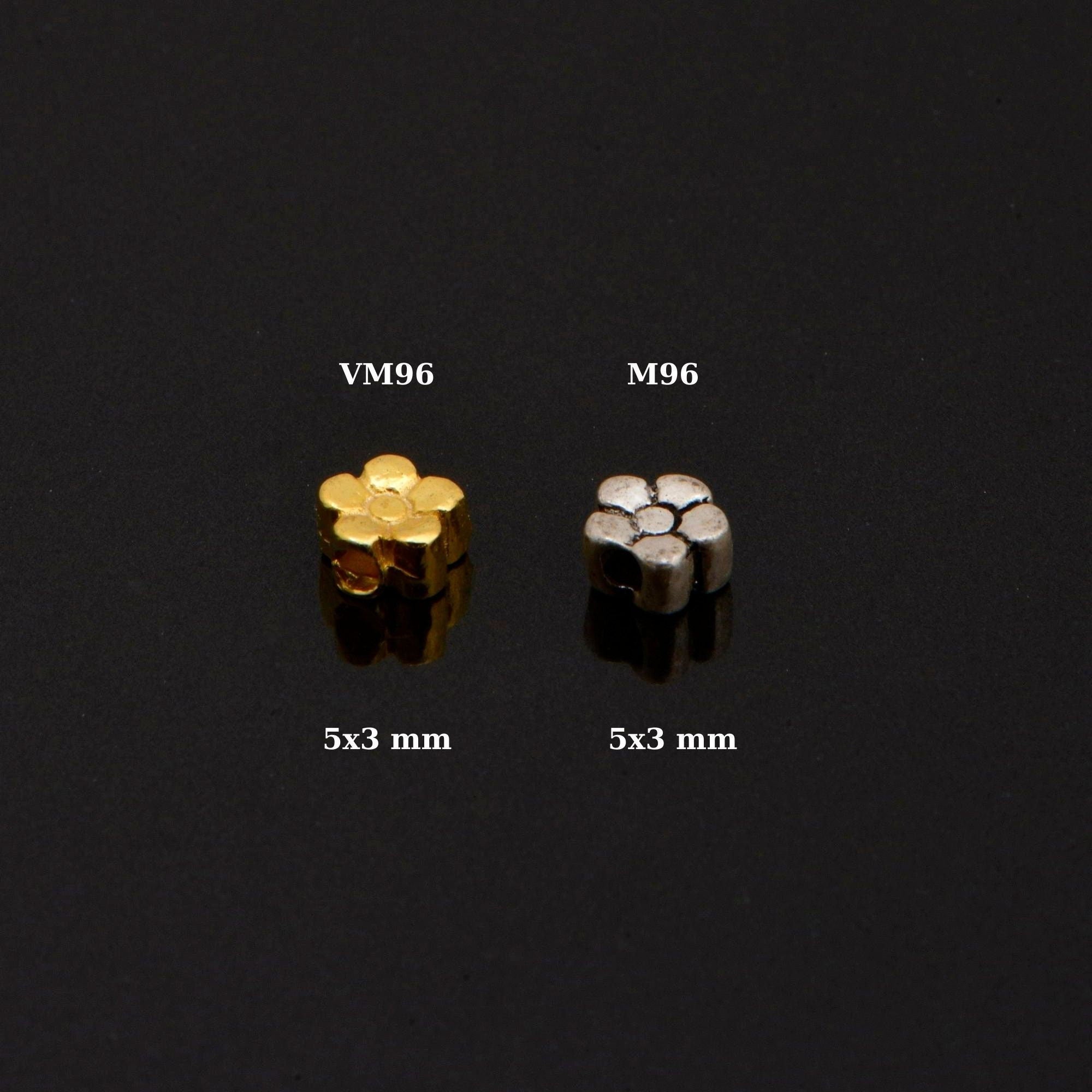 24K Gold Vermeil & 925 Silver Small Daisy Spacer Beads, Handmade Silver Spacer Beads in Gold, Spacer Beads, Jewelry Supplies, M/VM96