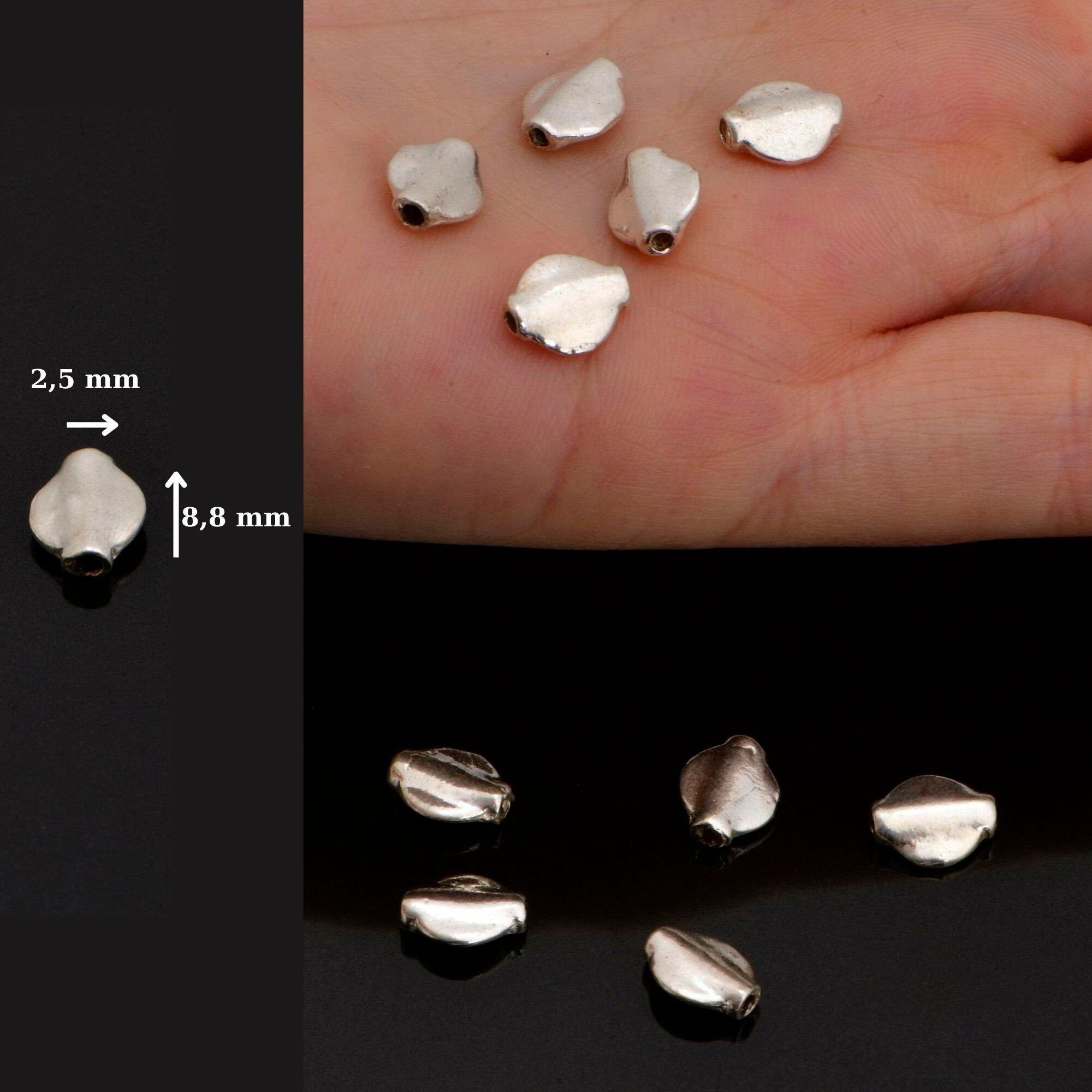 925 Sterling Silver UFO Spacer Beads, Handmade Silver Spacer Beads, Solid Silver Spacer Beads, Jewelry Supply, M97