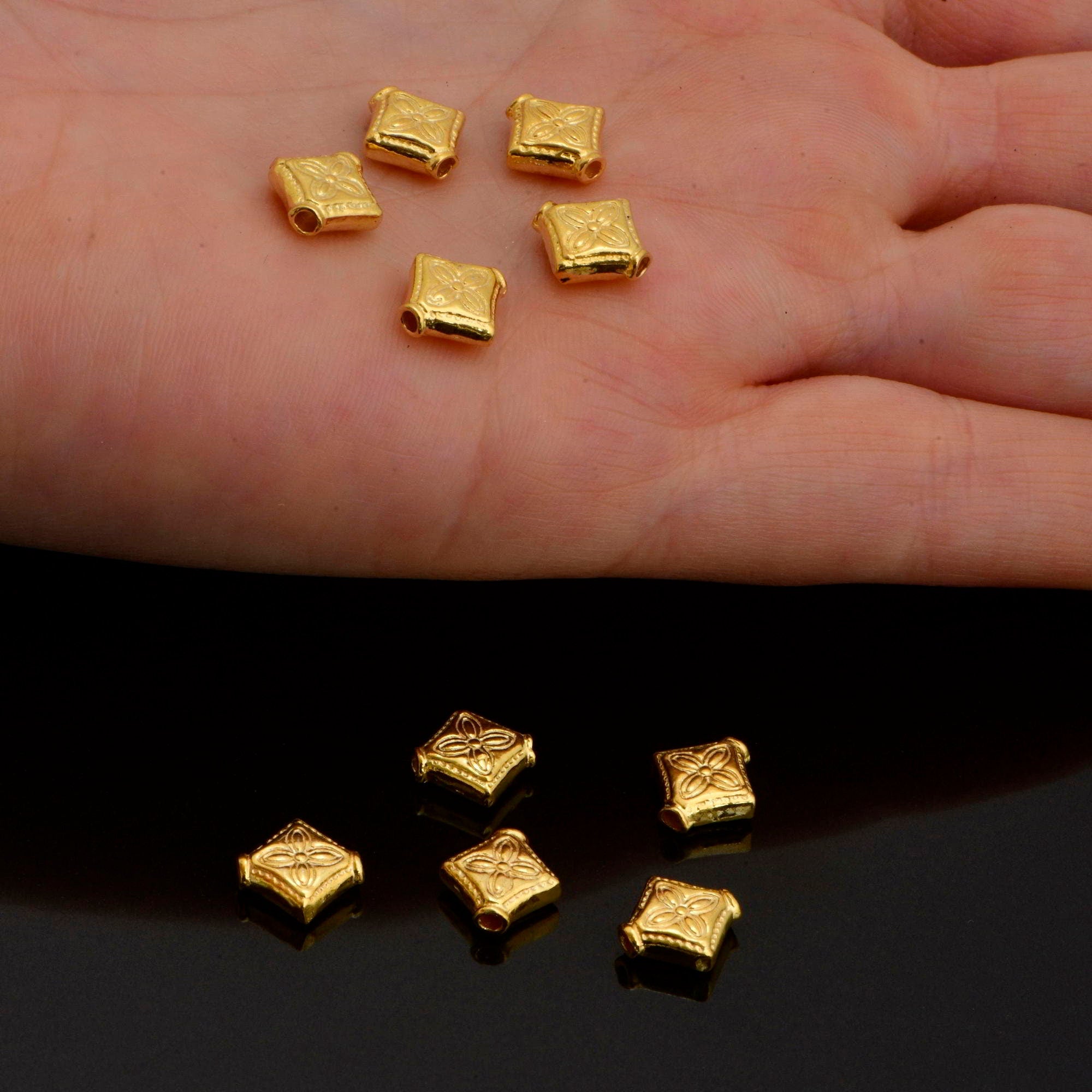 24K Gold Vermeil Cross Spacer Beads, Handmade Silver Spacer Beads in 24K Gold, 925 Silver Spacer Beads, Jewelry Supplies, VM98