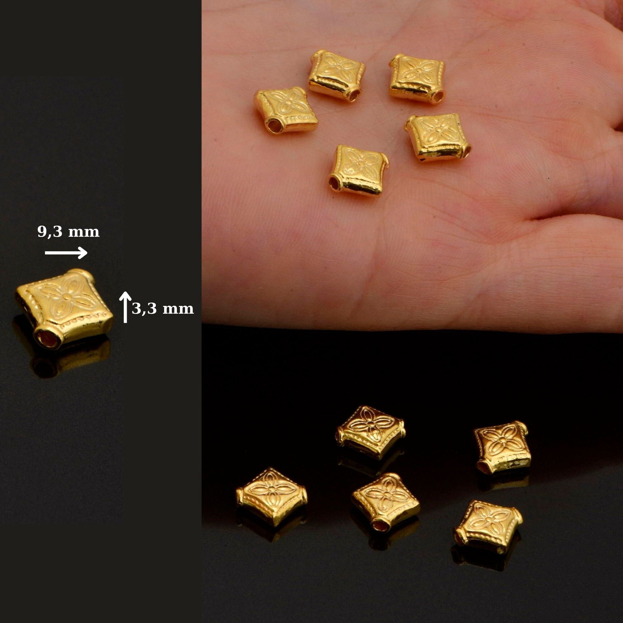 24K Gold Vermeil Cross Spacer Beads, Handmade Silver Spacer Beads in 24K Gold, 925 Silver Spacer Beads, Jewelry Supplies, VM98