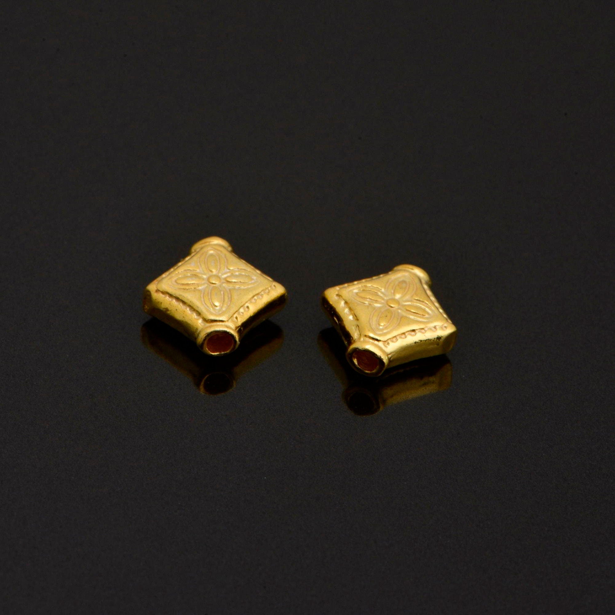 24K Gold Vermeil and 925 Silver Cross Spacer Beads, Handmade Silver Spacer Beads in Gold, Silver Spacer Beads, Jewelry Supplies, M/VM98