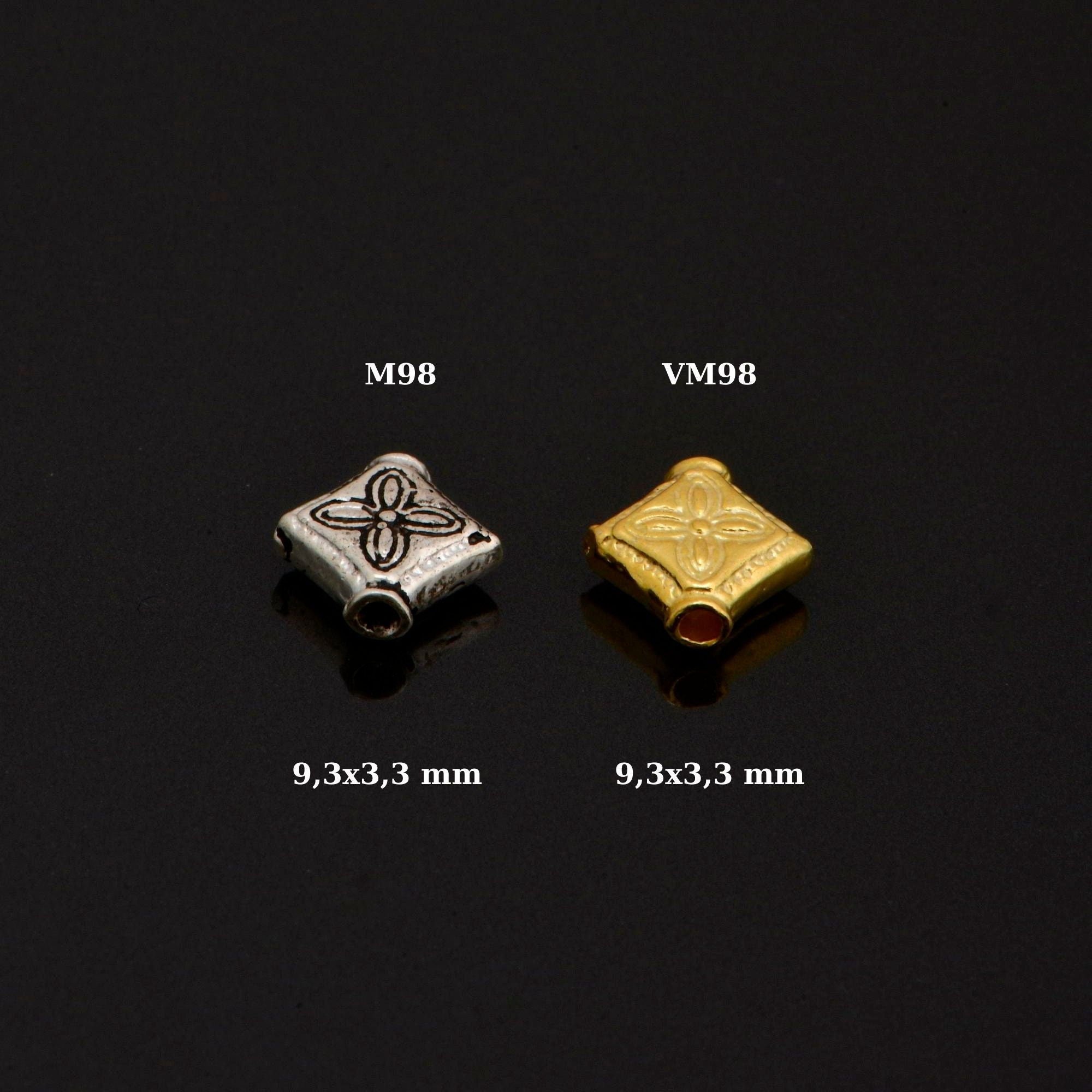 24K Gold Vermeil and 925 Silver Cross Spacer Beads, Handmade Silver Spacer Beads in Gold, Silver Spacer Beads, Jewelry Supplies, M/VM98