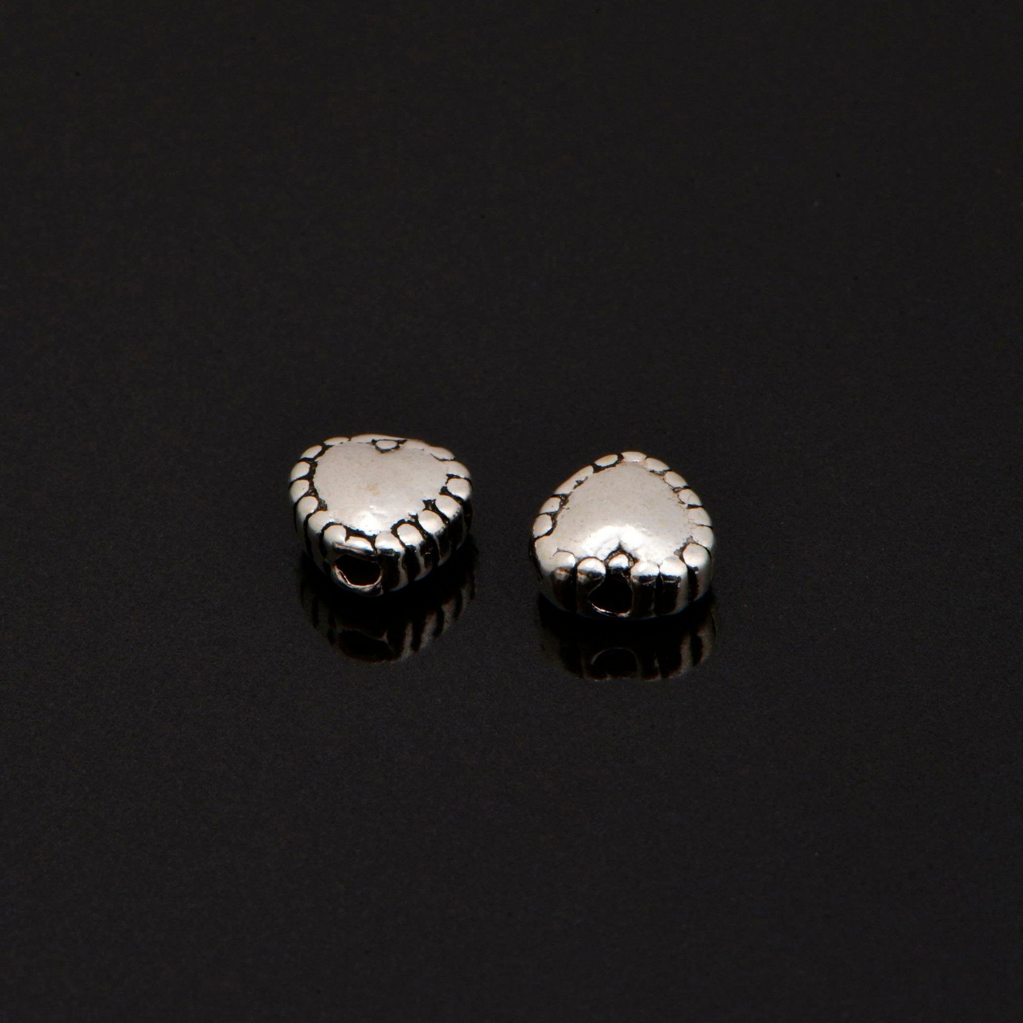 925 Sterling Silver Heart Spacer Beads, Handmade Silver Spacer Beads, Solid Silver Spacer Beads, Jewelry Supply, M99