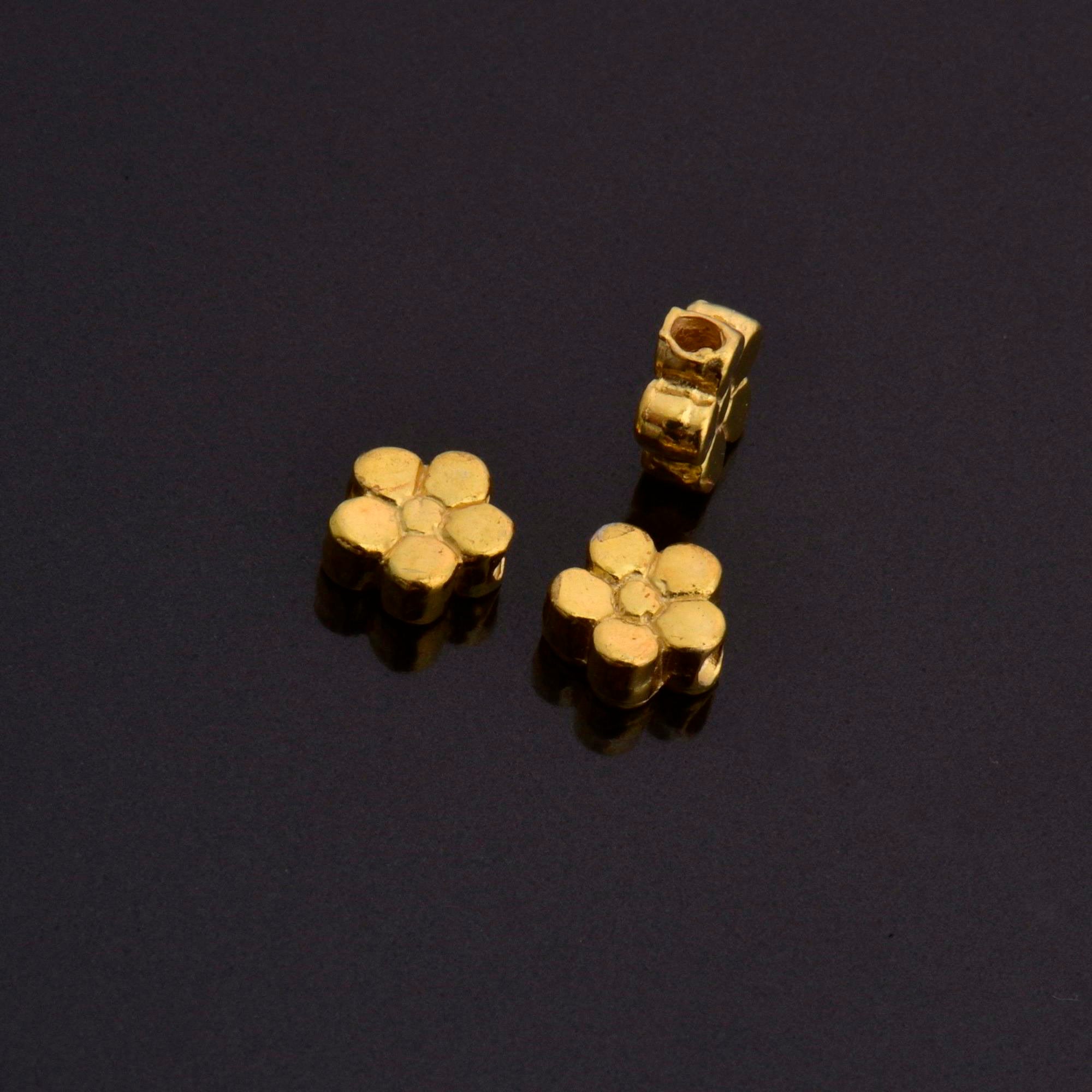 24K Gold Vermeil Big Daisy Spacer Beads, Handmade Silver Spacer Beads in 24K Gold, 925 Silver Spacer Beads, Jewelry Supplies, VM100