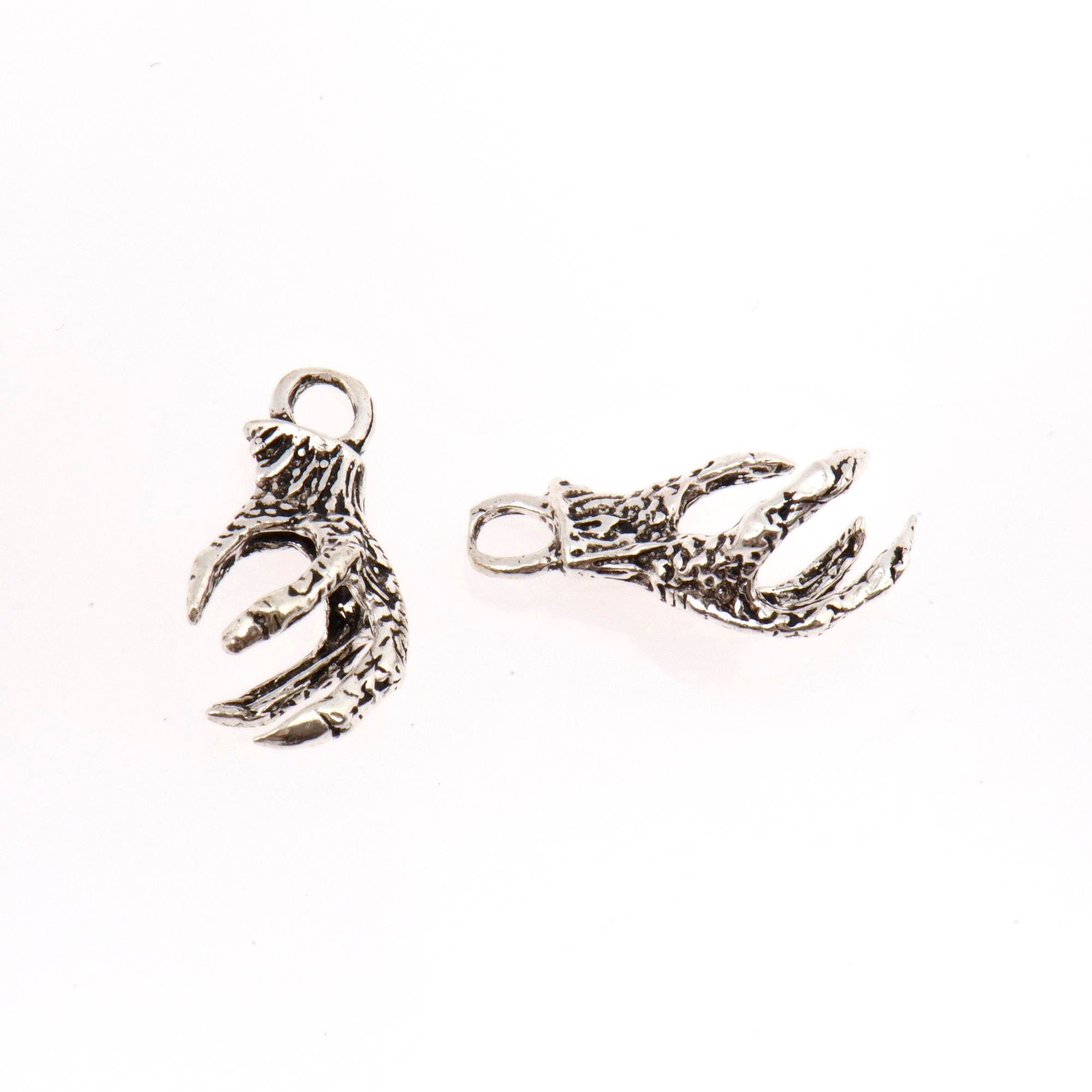 24K Gold Vermeil and 925 Silver Eagle Claws, Silver Dragons Claw Charms, Gold Plated Eagle Claw Pendant, Jewelry Making Findings, M/VM73