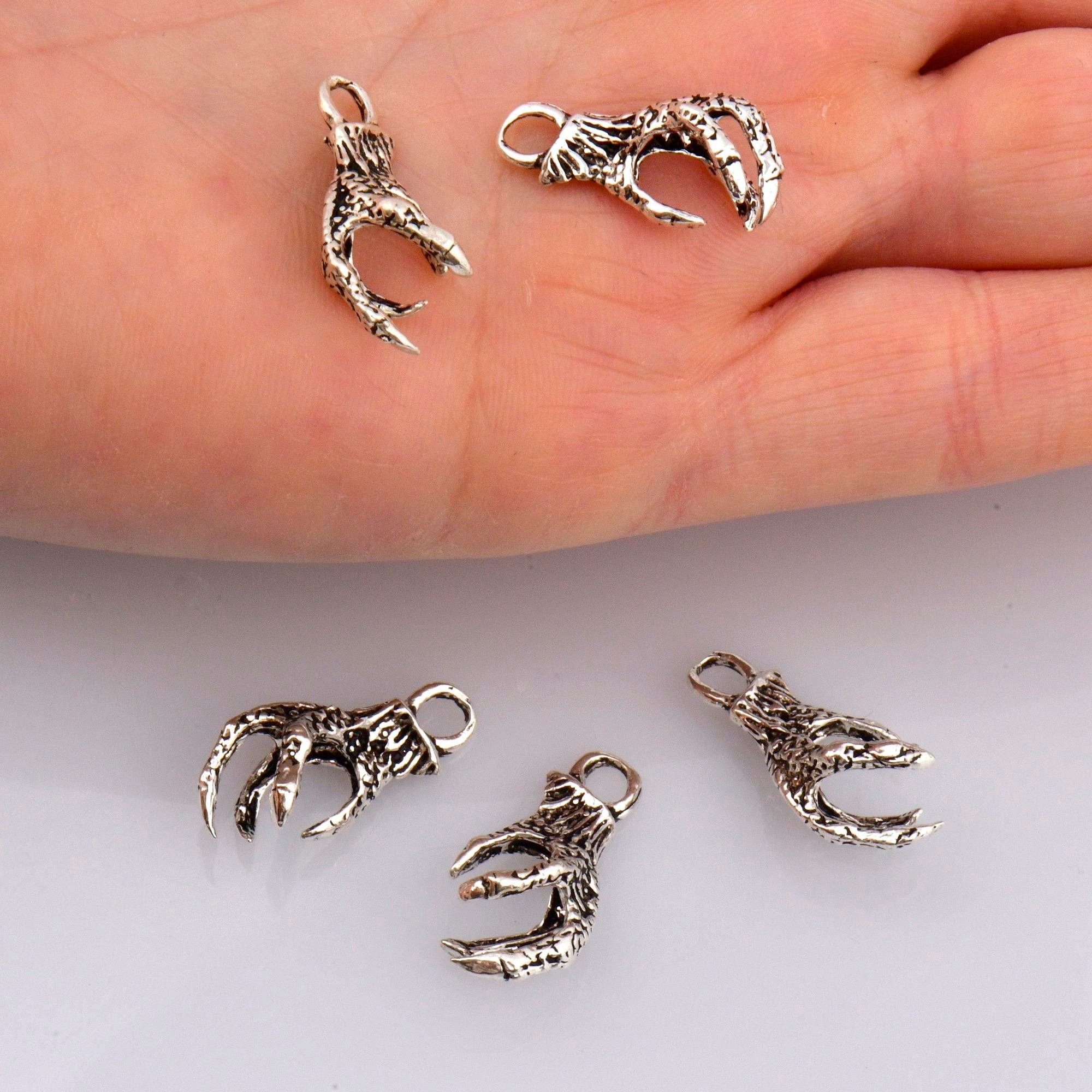 24K Gold Vermeil and 925 Silver Eagle Claws, Silver Dragons Claw Charms, Gold Plated Eagle Claw Pendant, Jewelry Making Findings, M/VM73