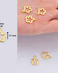 24K Gold Vermeil and 925 Sterling Silver 3 Pcs Flower Charms, Flower Charm Dangles, Plated Flower Pendants, Jewelry Findings, M/VM74
