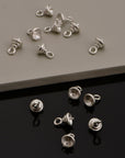 925 Sterling Silver Peg Bail Hand Made Bead Caps for Half Drilled Beads, Sterling Silver Bead Caps , Jewelry Supply, M76