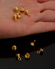 24K Gold Vermeil Peg Bail Hand Made Bead Caps for Half Drilled Beads, 925 Silver Bead Caps in 24K Gold, Jewelry Supplies, VM76