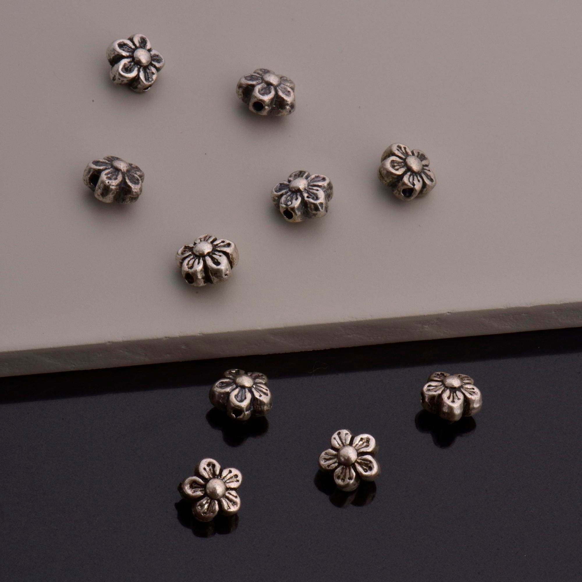925 Sterling Silver Flower Spacer Beads, Handmade Silver Spacer Beads, Solid Silver Spacer Beads, Jewelry Supply, M101