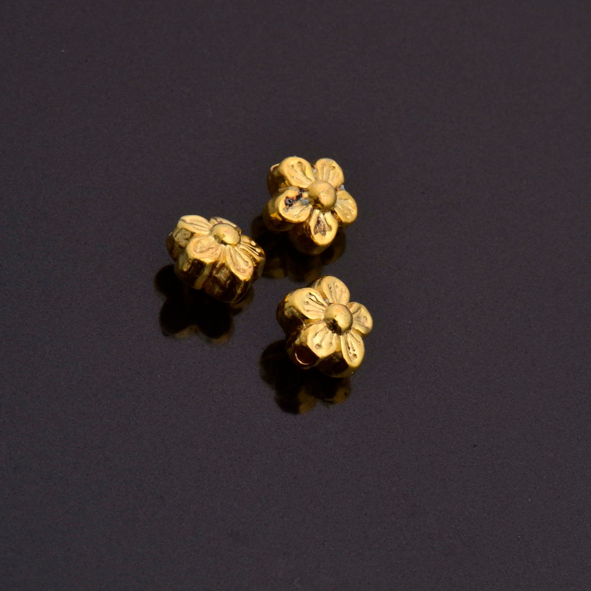 24K Gold Vermeil and 925 Silver Flower Spacer Beads, Handmade Silver Spacer Beads in Gold, Silver Spacer Beads, Jewelry Supplies, M/VM101