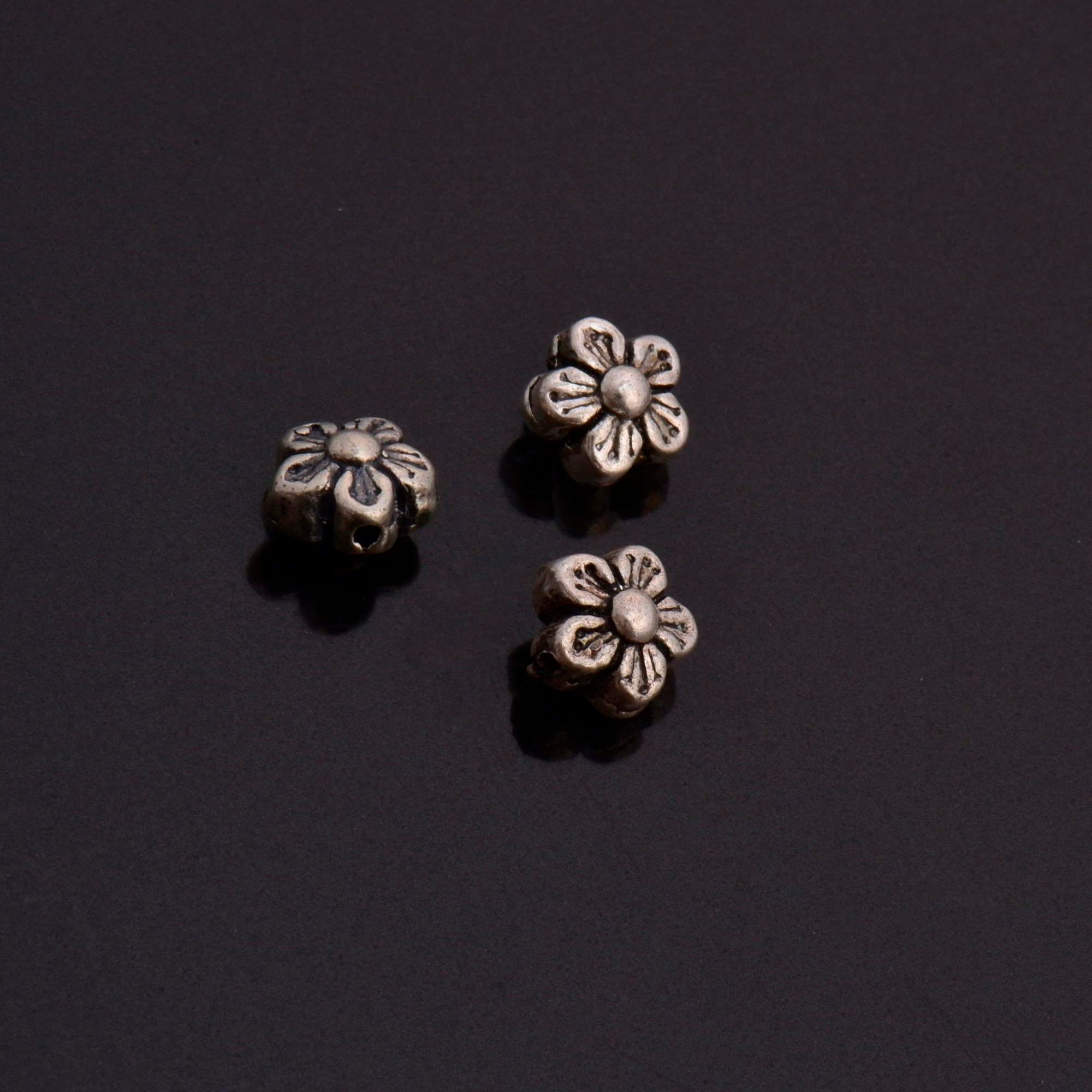 24K Gold Vermeil and 925 Silver Flower Spacer Beads, Handmade Silver Spacer Beads in Gold, Silver Spacer Beads, Jewelry Supplies, M/VM101