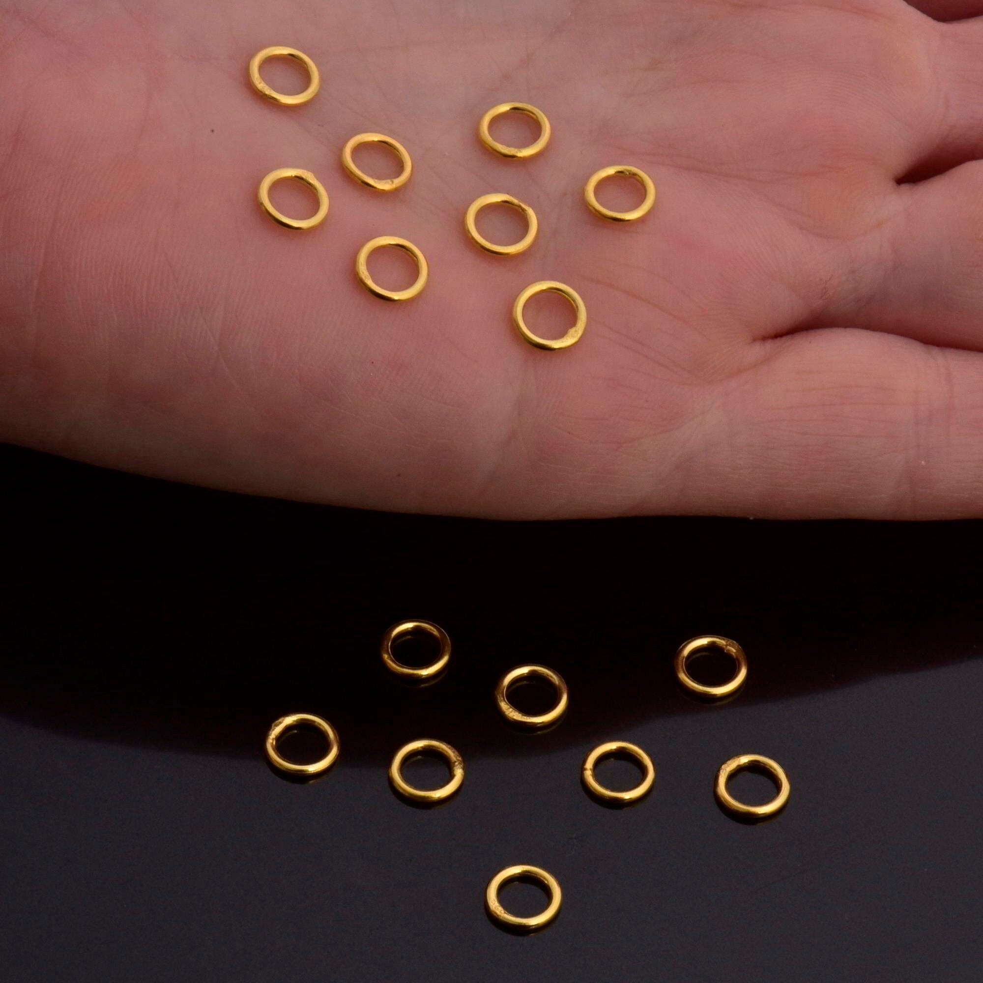 Dia 6mm & Ga.4 24K Gold CLOSED Jump Rings, tough, High Quality in Gold Vermeil, 925 Sterling Silver Jump Rings, Jewelry Findings, VM103C