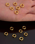 24K Gold Vermeil 8mm CLOSED Jump Rings, High Quality HOLLOW Jump Rings, 925 Sterling Silver Jump Rings, Jewelry Supplies, Findings, VM104A