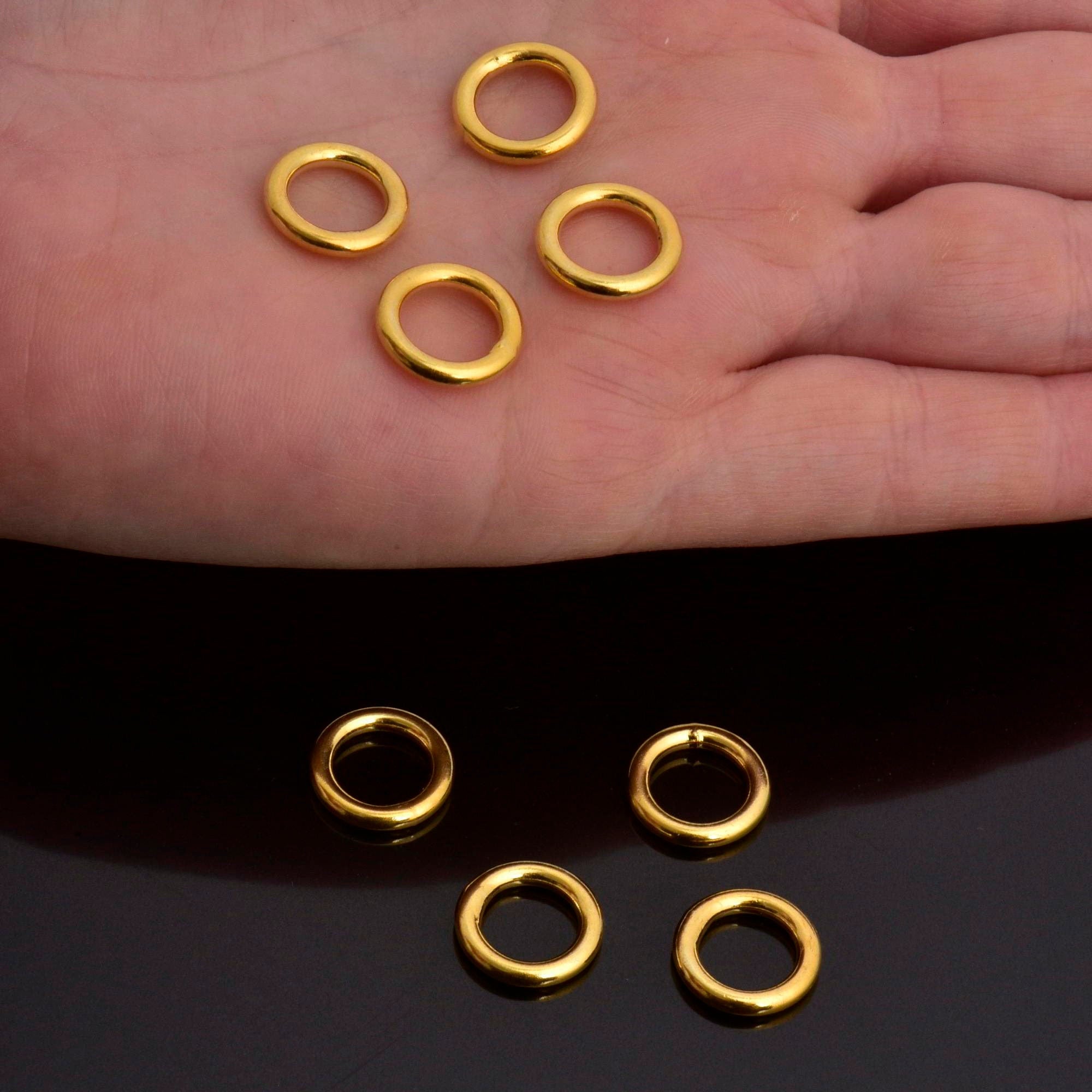 24K Gold Vermeil 12,7mm CLOSED Jump Rings, High Quality HOLLOW Jump Rings, 925 Sterling Silver Jump Rings, Jewelry Supplies, VM104B
