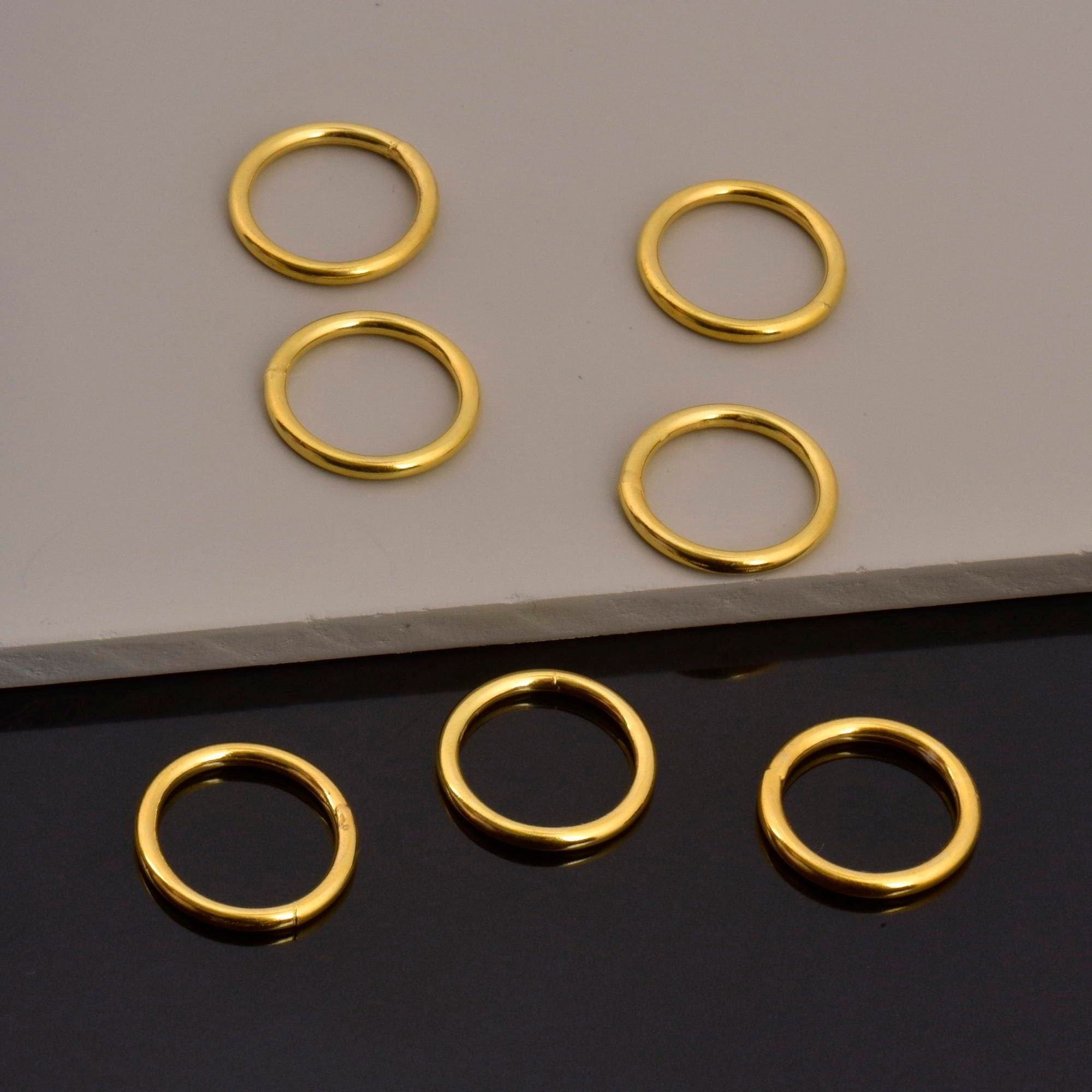 24K Gold Vermeil 19 mm CLOSED Jump Rings, High Quality HOLLOW Jump Rings, 925 Sterling Silver Jump Rings, Jewelry Supplies, VM104D