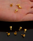 925 Sterling Silver and 24 K Gold Vermeil Peg Bail Hand Made Bead Caps for Half Drilled Beads, M75/VM75