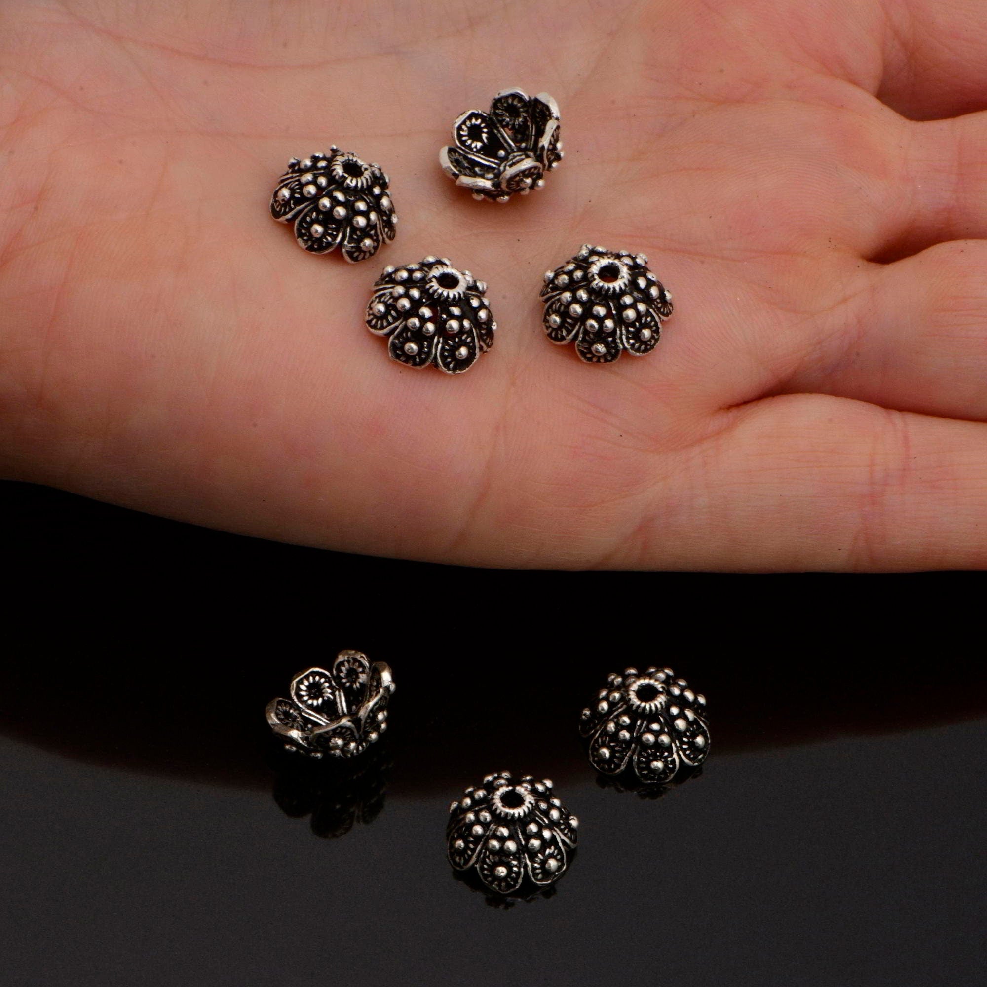 925 Sterling Silver Filigree Bead Caps, Handmade Silver Bead Caps, Solid Silver Bead Caps, Spacer Bead Caps, Jewelry Supply, M85