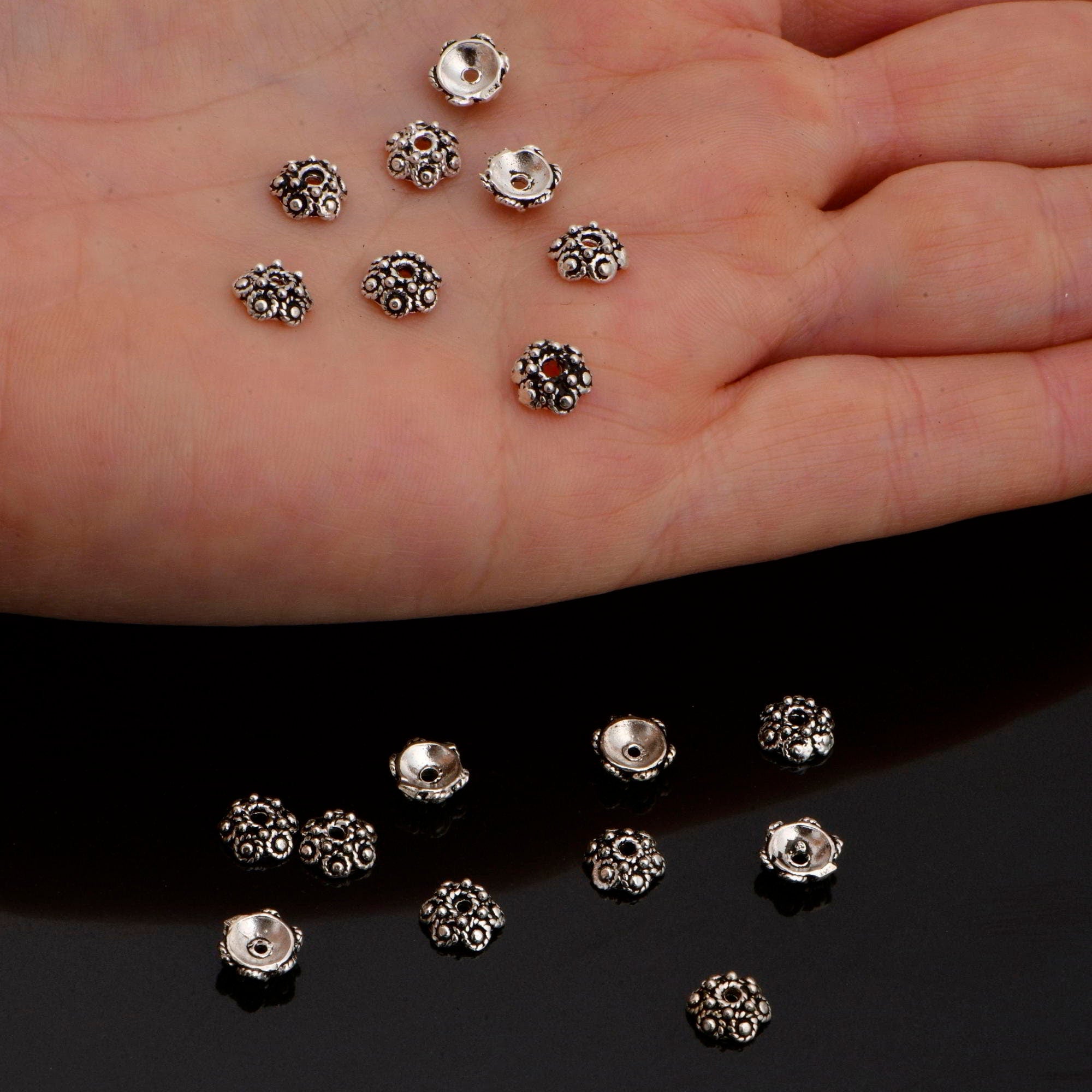 925 Sterling Silver Filigree Bead Caps, Handmade Silver Bead Caps, Solid Silver Bead Caps, Spacer Bead Caps, Jewelry Supply, M87