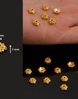 24K Gold Vermeil Filigree Bead Caps, Handmade Silver Bead Caps in 24K Gold, 925 Silver Bead Caps, Spacer Bead Caps, Jewelry Supplies, VM87