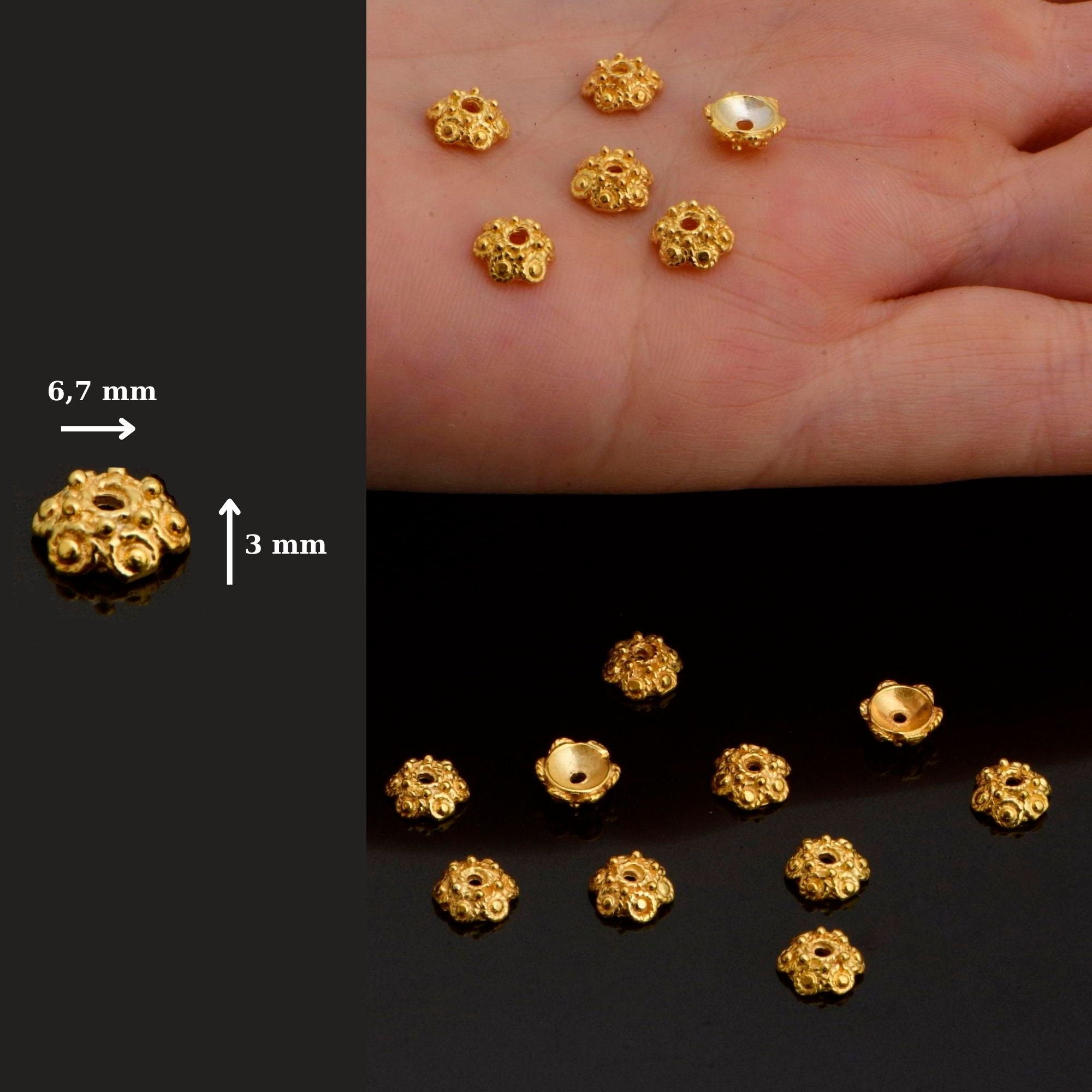 24K Gold Vermeil and 925 Silver Filigree Bead Caps, Handmade Silver Bead Caps, Gold Bead Caps, Spacer Bead Caps, Jewelry Supplies, M/VM87