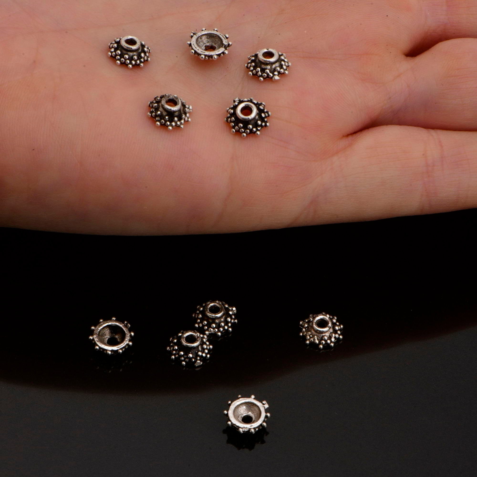 925 Sterling Silver Filigree Bead Caps, Handmade Silver Bead Caps, Solid Silver Bead Caps, Spacer Bead Caps, Jewelry Supply, M88