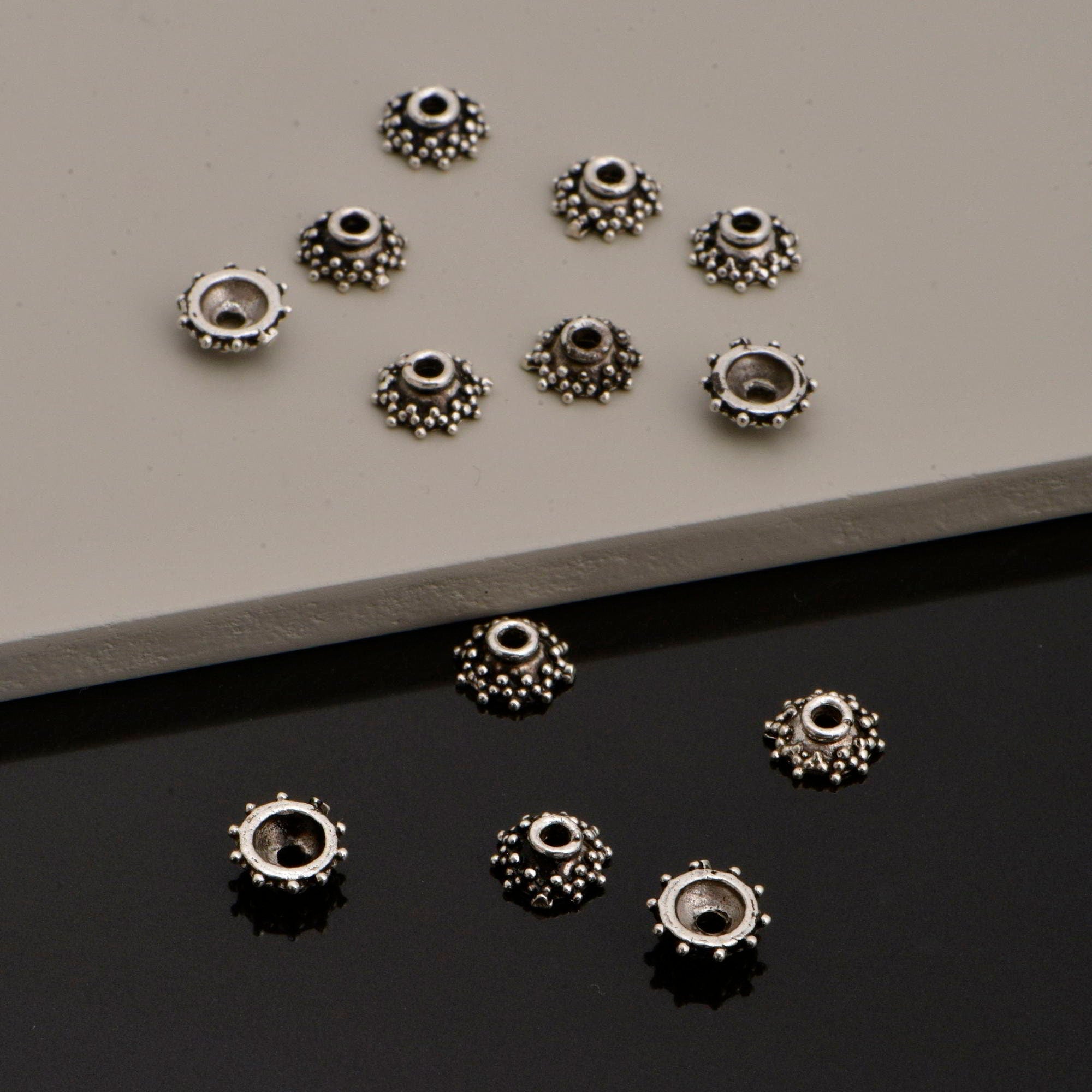 925 Sterling Silver Filigree Bead Caps, Handmade Silver Bead Caps, Solid Silver Bead Caps, Spacer Bead Caps, Jewelry Supply, M88