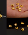24K Gold Vermeil Filigree Bead Caps, Handmade Silver Bead Caps in 24K Gold, 925 Silver Bead Caps, Spacer Bead Caps, Jewelry Supplies, VM88