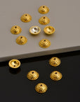24K Gold Vermeil and 925 Silver Handmade Bead Caps, Studded Vermeil Bead Caps in 24K Gold, 925 Silver Bead Caps, Jewelry Supplies, M/VM89
