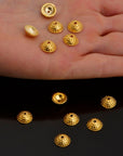 24K Gold Vermeil and 925 Silver Handmade Bead Caps, Studded Vermeil Bead Caps in 24K Gold, 925 Silver Bead Caps, Jewelry Supplies, M/VM89