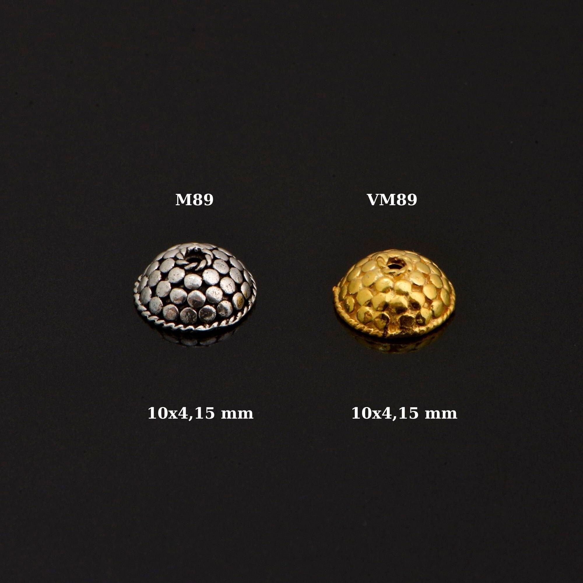 24K Gold Vermeil and 925 Silver Handmade Bead Caps, Studded Vermeil Bead Caps in 24K Gold, 925 Silver Bead Caps, Jewelry Supplies, M/VM89