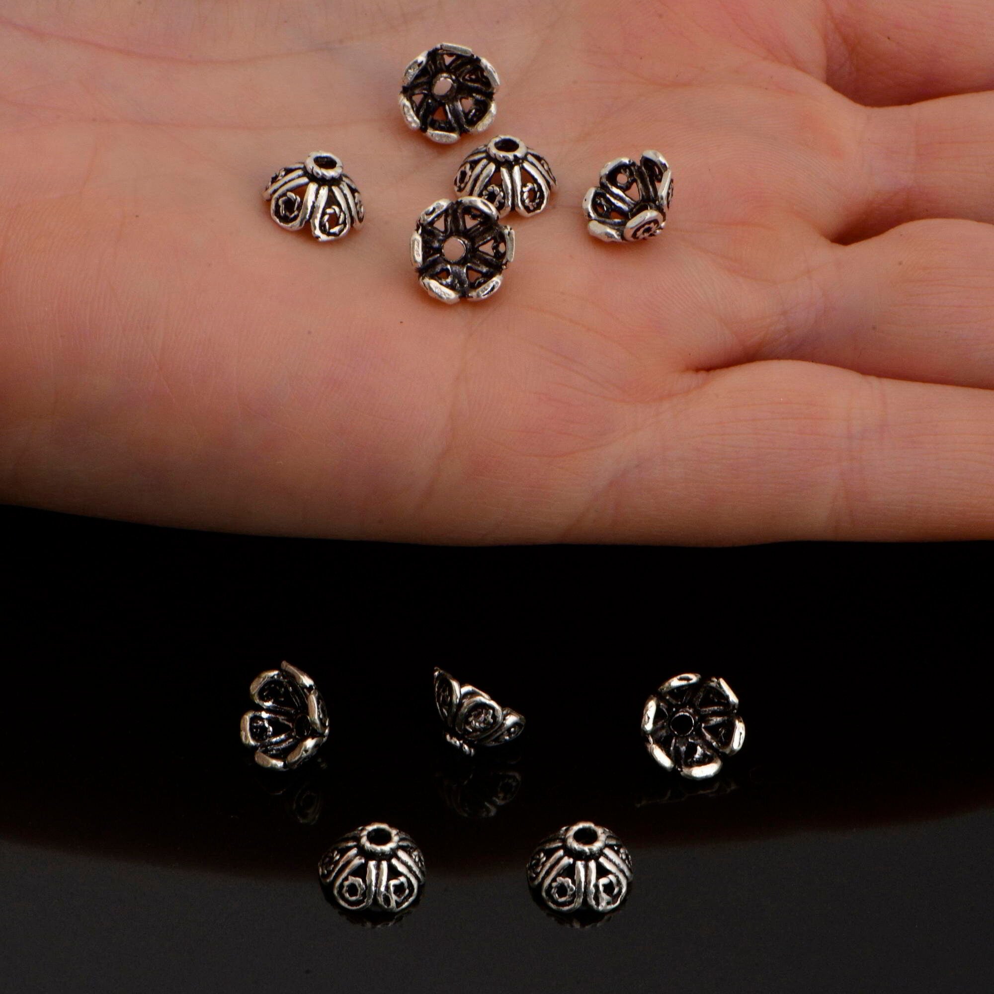 925 Sterling Silver Filigree Bead Caps, Handmade Silver Bead Caps, Solid Silver Bead Caps, Spacer Bead Caps, Jewelry Supply, M90