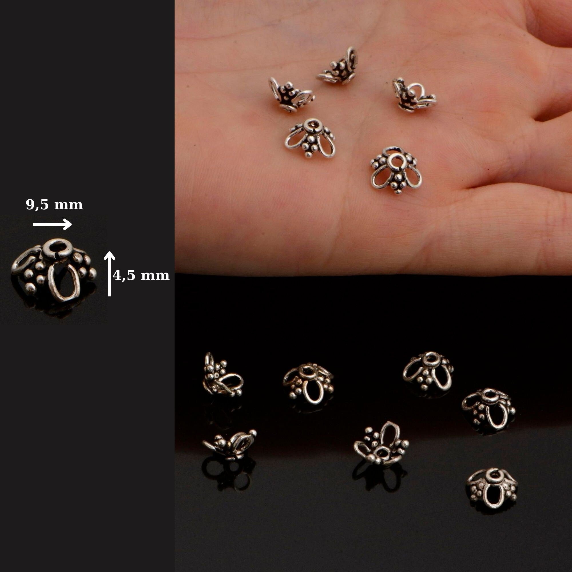 24K Gold Vermeil and 925 Silver Filigree Bead Caps, Handmade Silver Bead Caps, Gold Bead Caps, Spacer Bead Caps, Jewelry Supplies, M/VM91