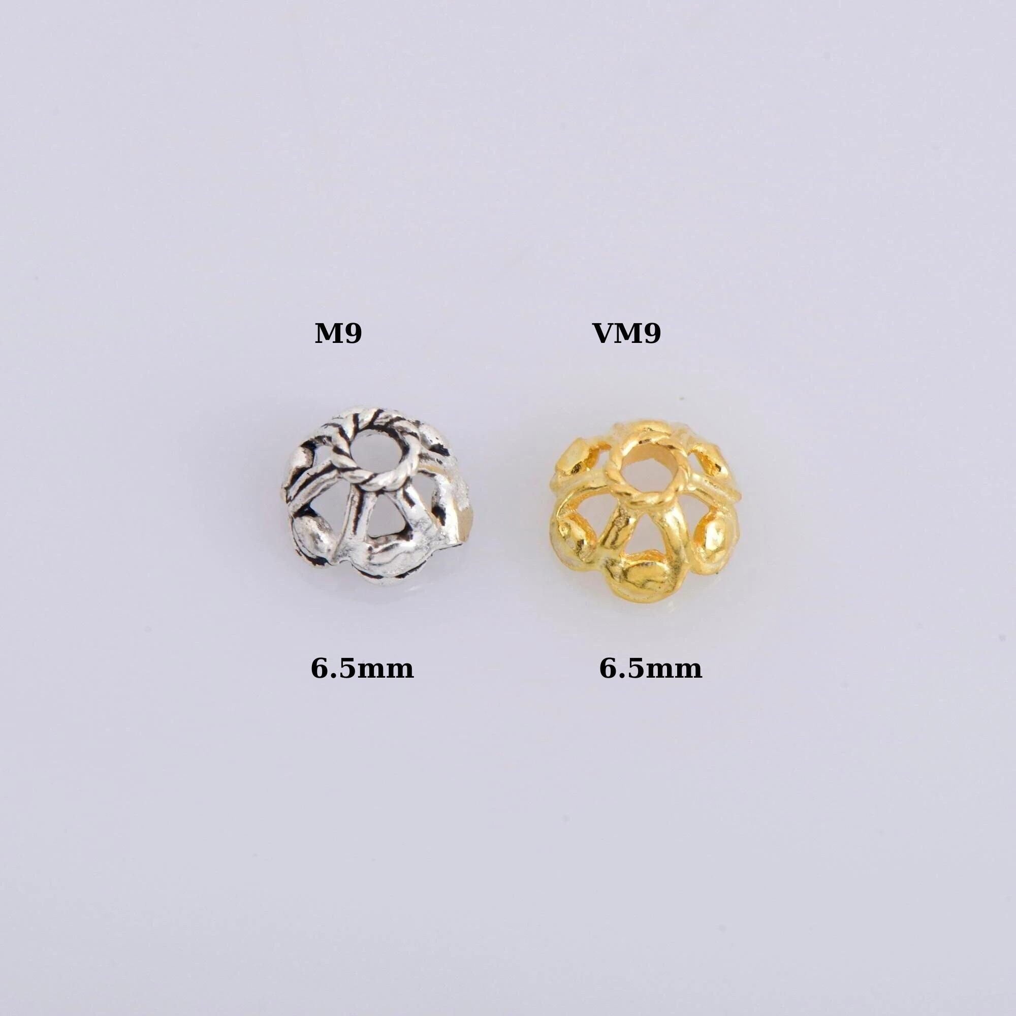 925 Sterling Silver & 24K Gold Vermeil 6.5mm Bead Caps, Silver Bead Caps in Gold, Gold Plated Bead Caps, Jewelry Spacer Bead Caps, VM9-M9