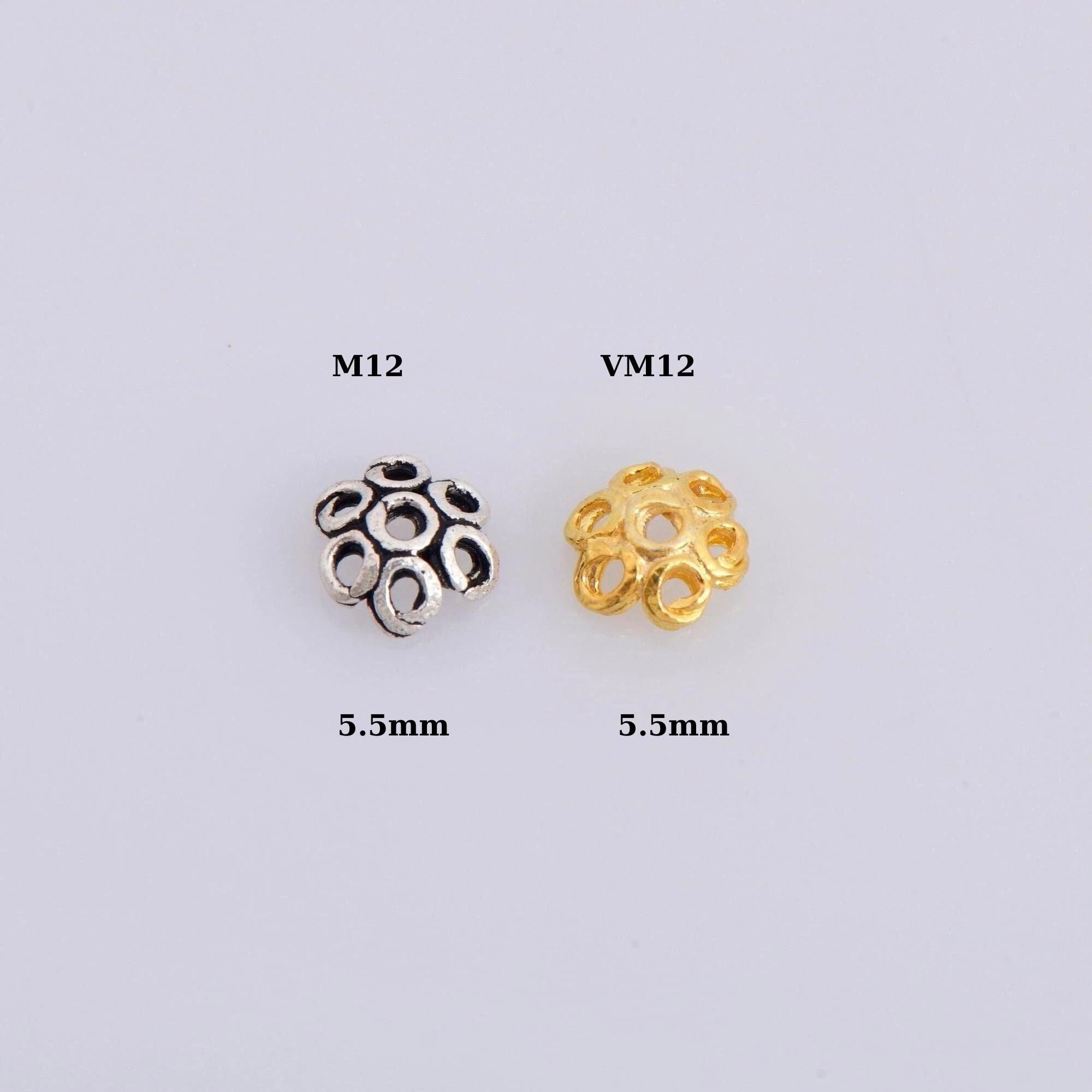 925 Sterling Silver & 24K Gold Vermeil 5.5mmBead Caps, Silver Bead Caps in Gold, Gold Plated Bead Caps, Jewelry Spacer Bead Caps, VM12/M12