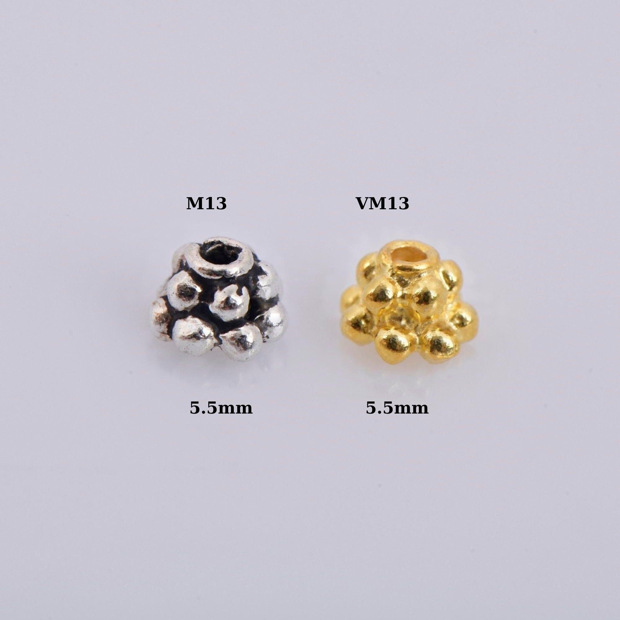 925 Sterling Silver & 24K Gold Vermeil 5mm Bead Caps, Silver Bead Caps in Gold, Gold Plated Bead Caps, Jewelry Spacer Bead Caps, VM13/M13