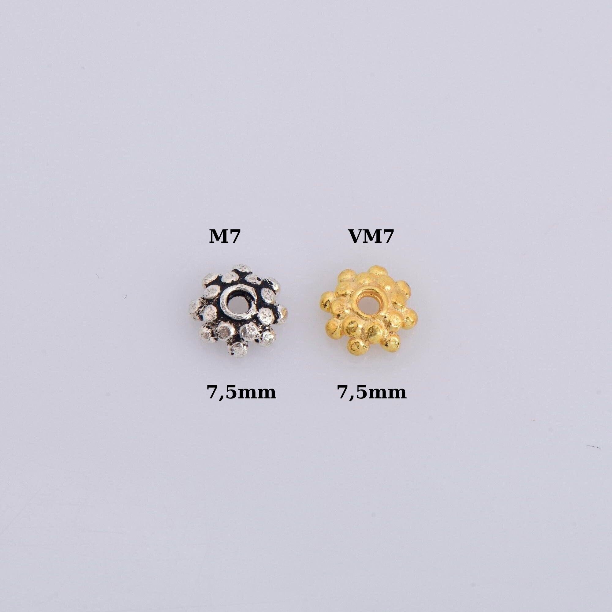 925 Sterling Silver & 24K Gold Vermeil 7.5mm Bead Caps, Gold Bead Caps, Solid Silver Bead Caps in Gold, Jewelry Spacer Bead Caps, VM7-M7