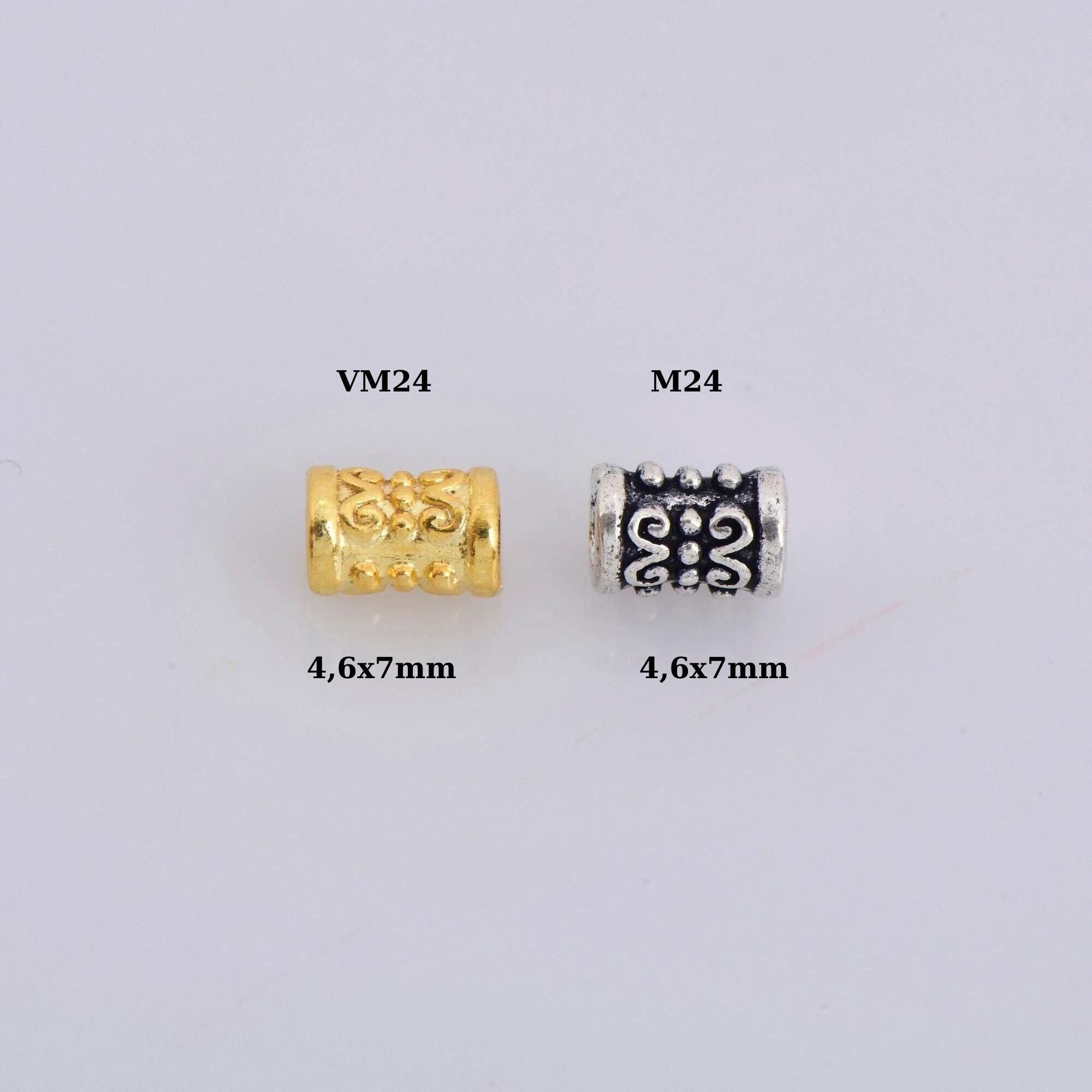 24K Gold Vermeil & 925 Silver Tube Beads, Silver Tube Beads in Gold, Antique Silver Spacer Tube Beads, Tube Beads For Jewelry Making,V/M24