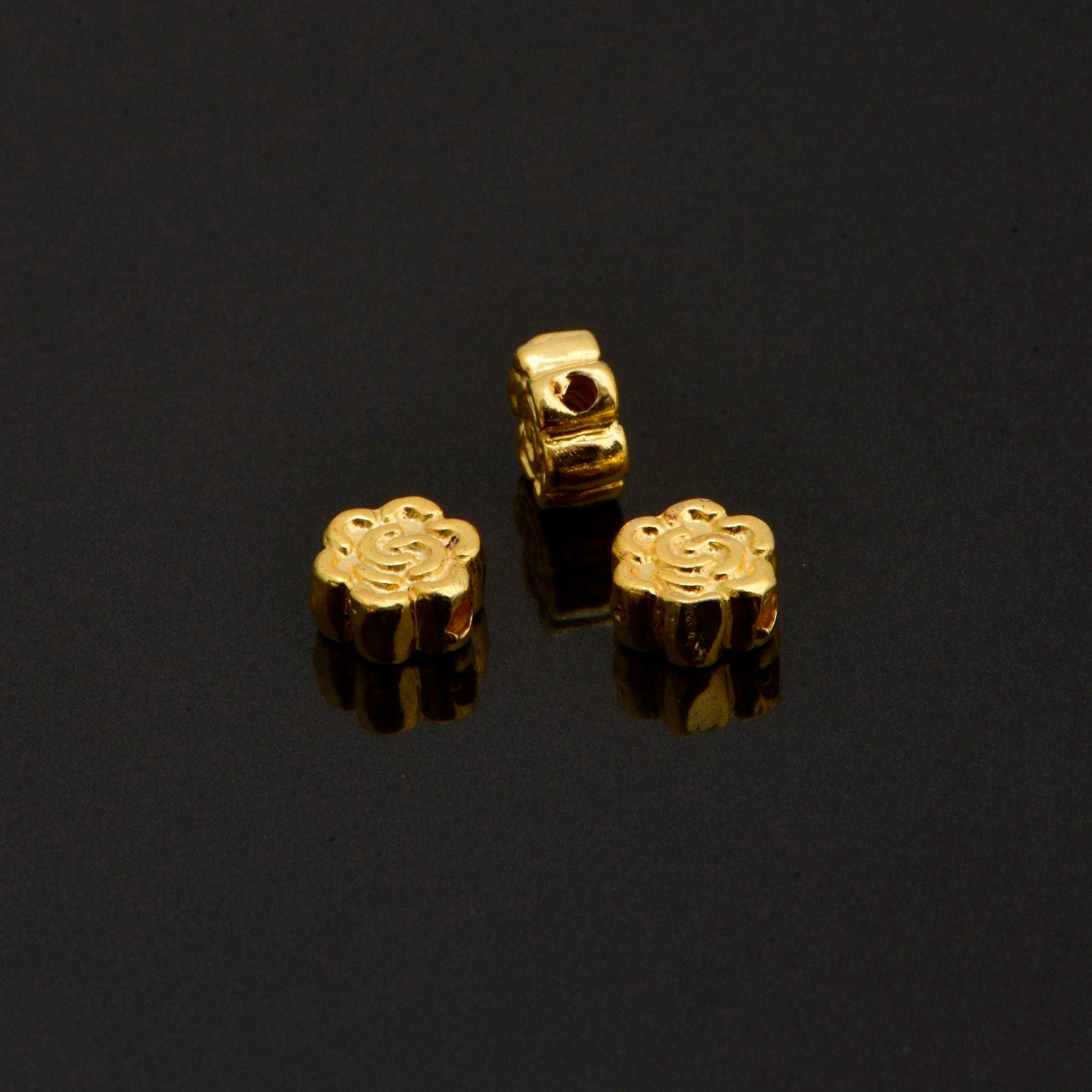 24K Gold Vermeil Round Spacer Beads, Handmade Silver Spacer Beads in 24K Gold, 925 Silver Spacer Beads, Jewelry Supplies, VM93