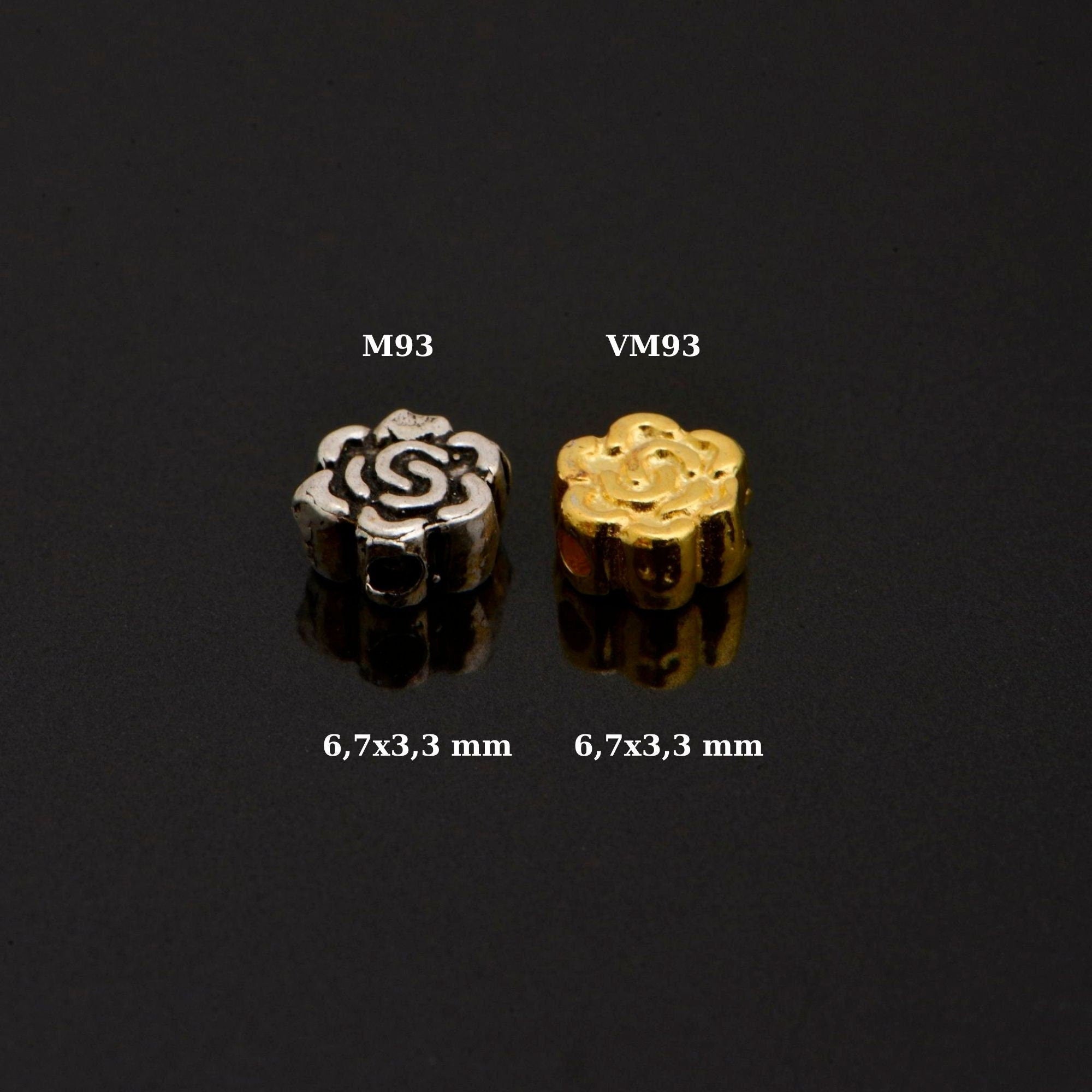 24K Gold Vermeil & 925 Silver Round Spacer Beads, Handmade Silver Spacer Beads in Gold, Silver Spacer Beads, Jewelry Supplies, M/VM93