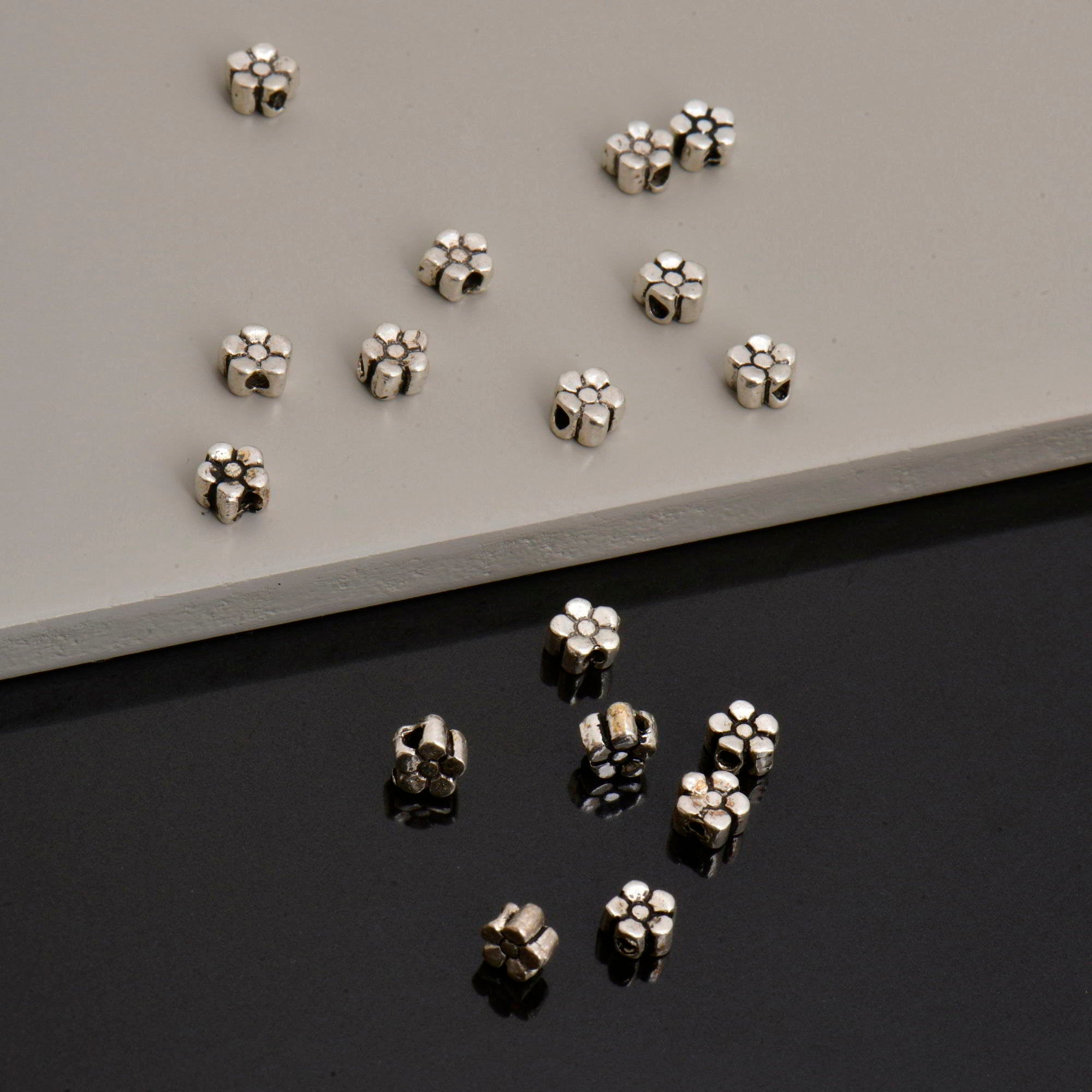 925 Sterling Silver Small Daisy Spacer Beads, Handmade Silver Spacer Beads, Solid Silver Spacer Beads, Jewelry Supply, M96