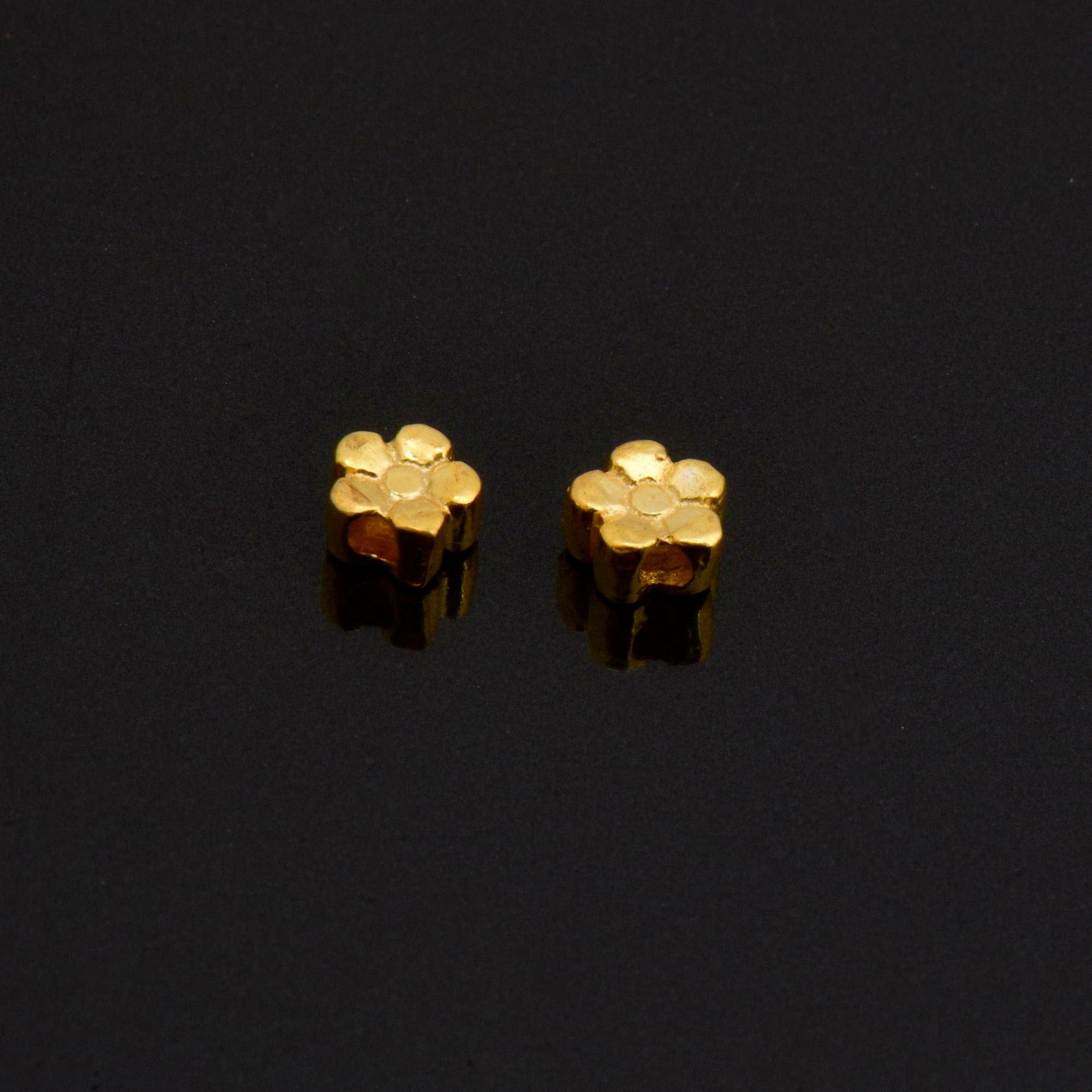 24K Gold Vermeil Small Daisy Spacer Beads, Handmade Silver Spacer Beads in 24K Gold, 925 Silver Spacer Beads, Jewelry Supplies, VM96