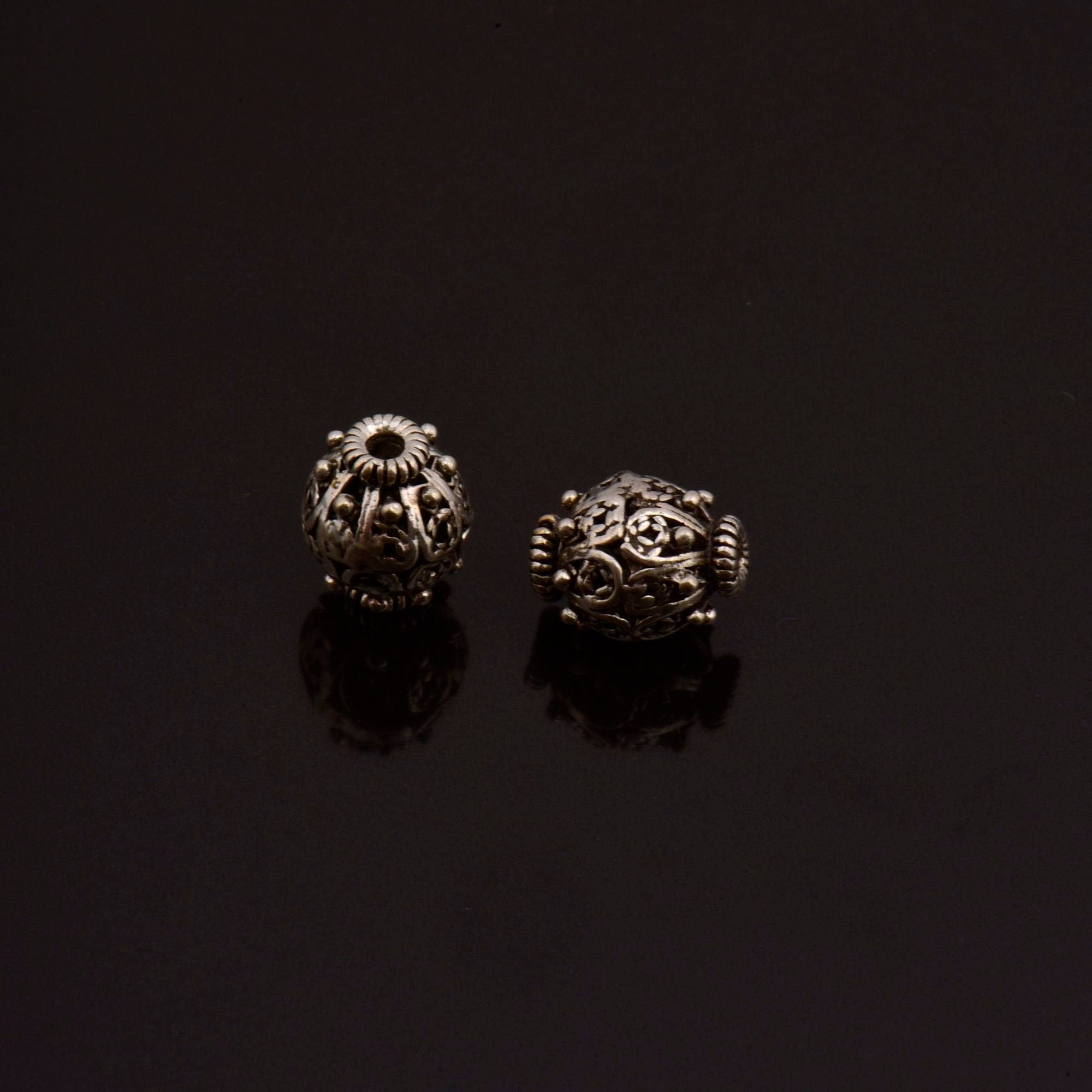 925 Sterling Silver Filigree Beads, Handmade Silver Beads, 925 Solid Silver Beads, Spacer Beads, Jewelry Supply, M109A