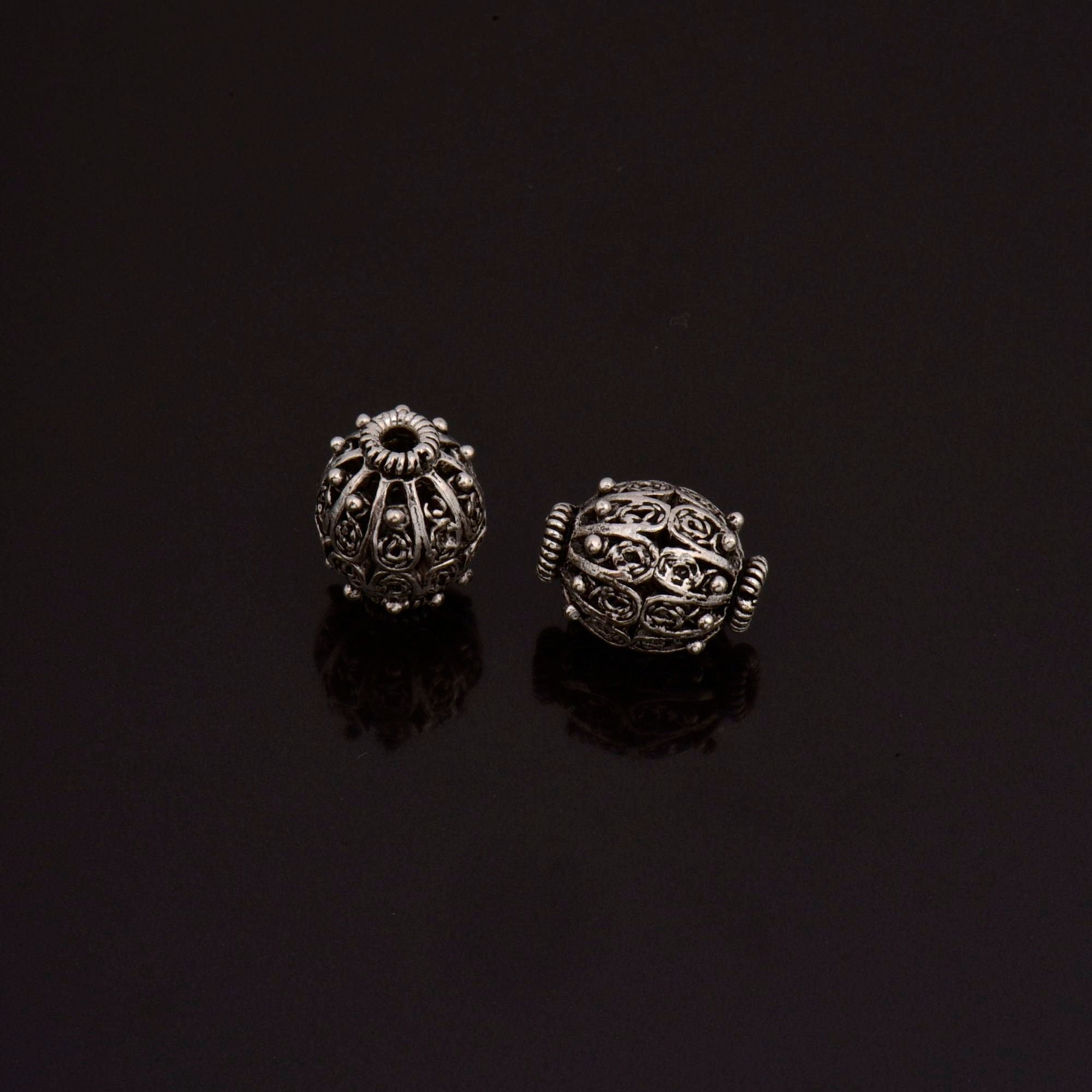 925 Sterling Silver Filigree Beads, Handmade Silver Beads, 925 Solid Silver Beads, Spacer Beads, Jewelry Supply, M109B